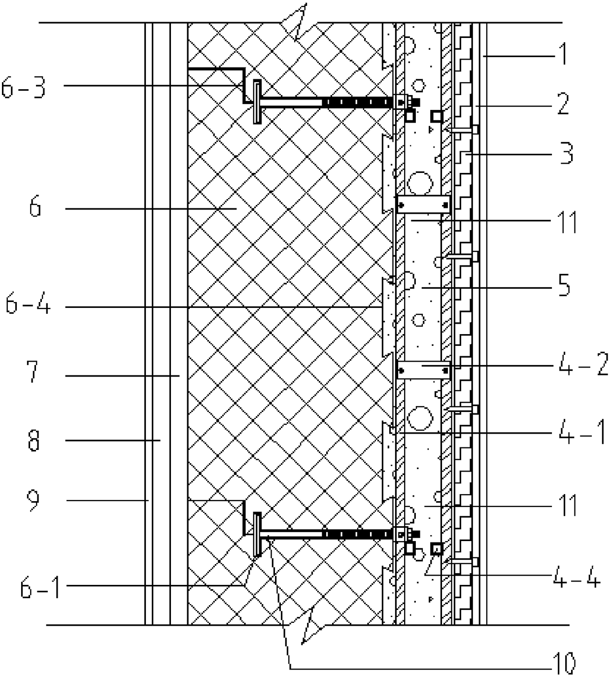 Prefabricated non-thermal bridge thermal insulation external wall of rectangular steel pipe keel and manufacturing method thereof