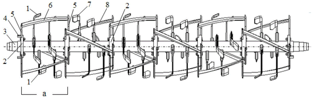 Combined straw mulching rotary tillage knife roller