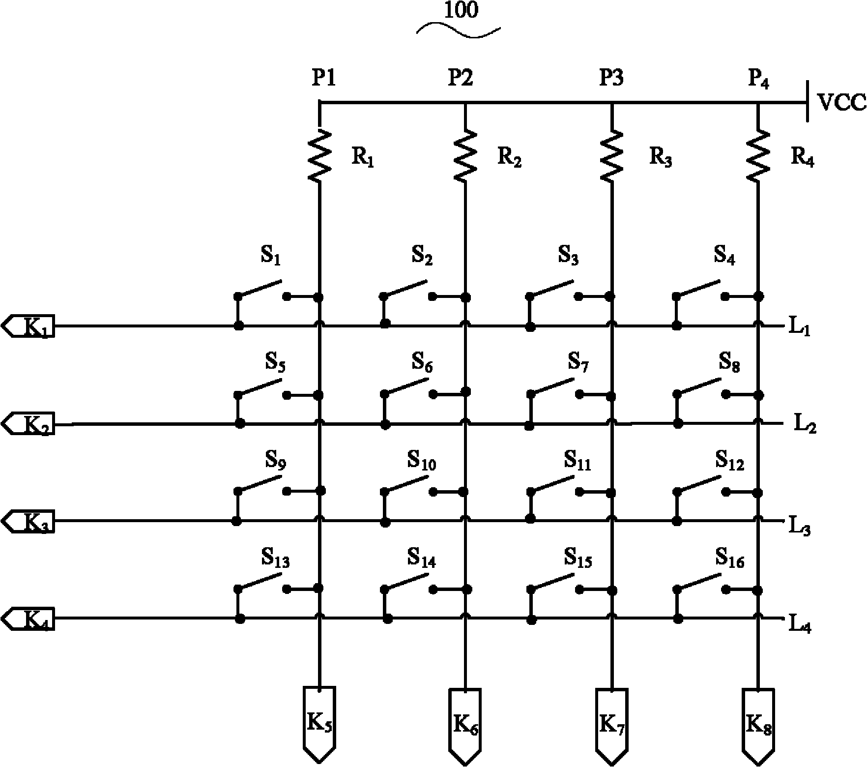 Matrix keyboard and scanning method thereof