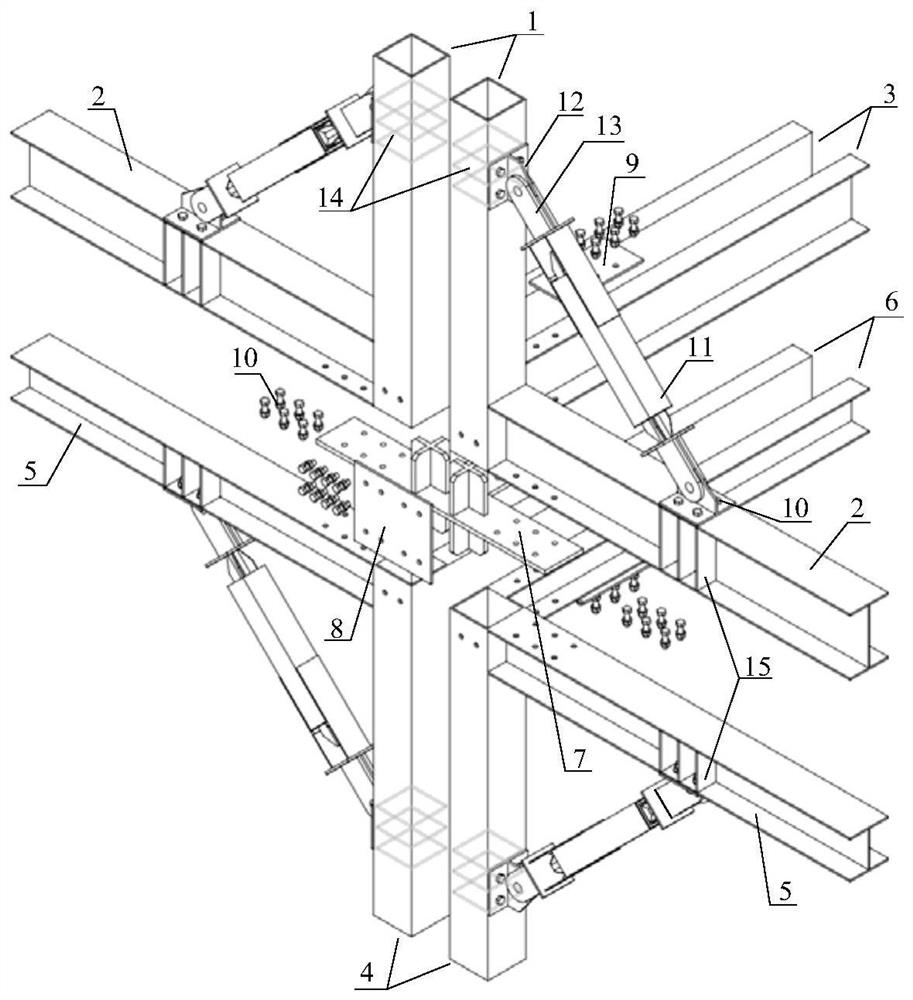 Inserting type modular steel structure connecting joint with reset function