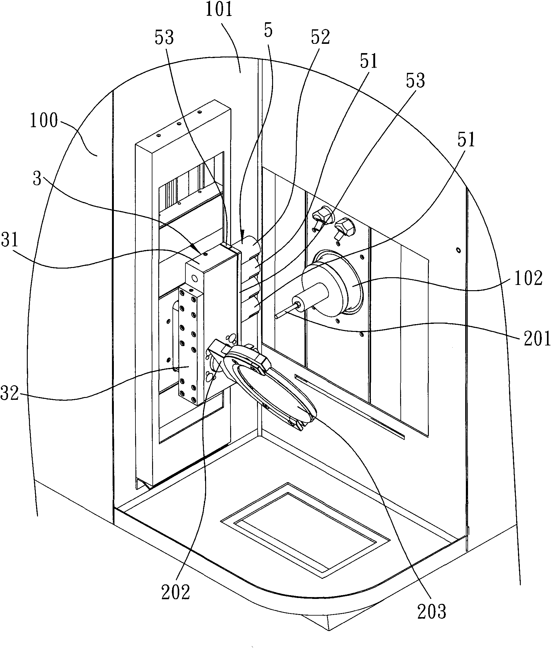 Exhaust type dustproof tool magazine device for machining equipment