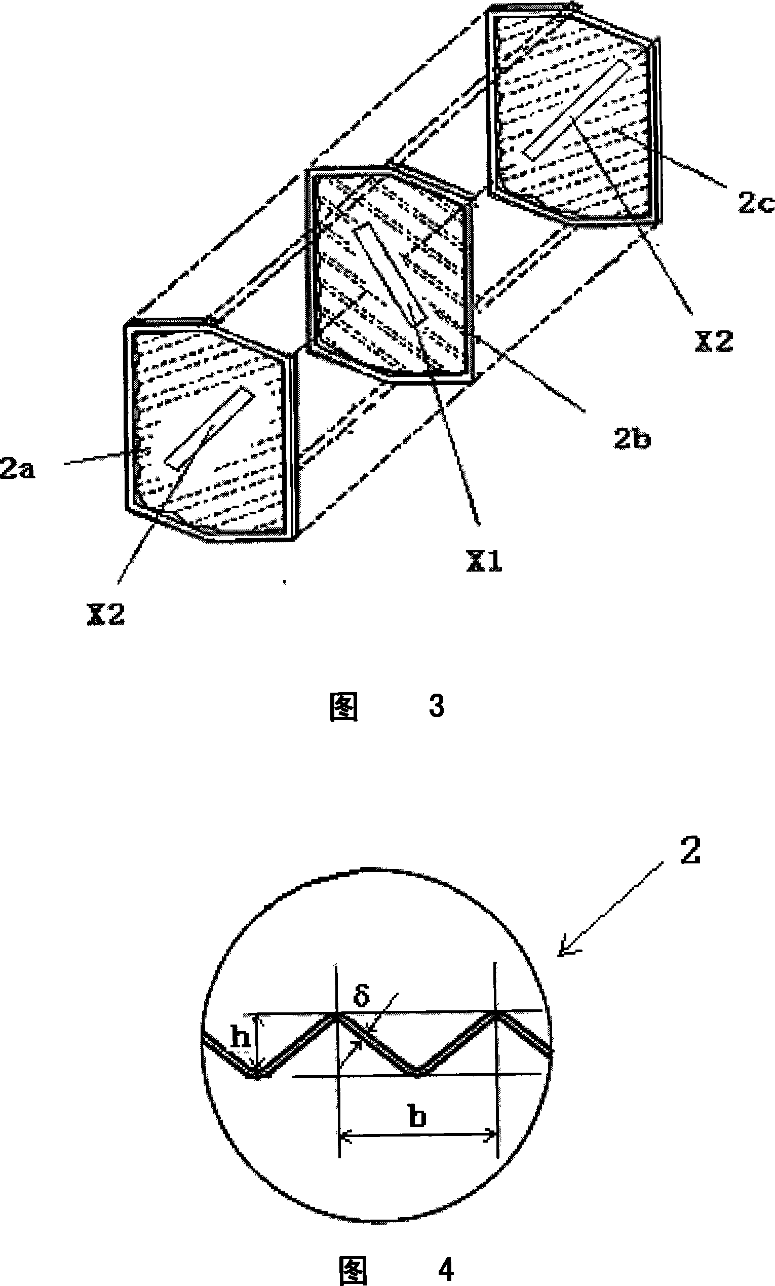 Corrugated plate type water evaporation and cooling type heat exchanging tampering device