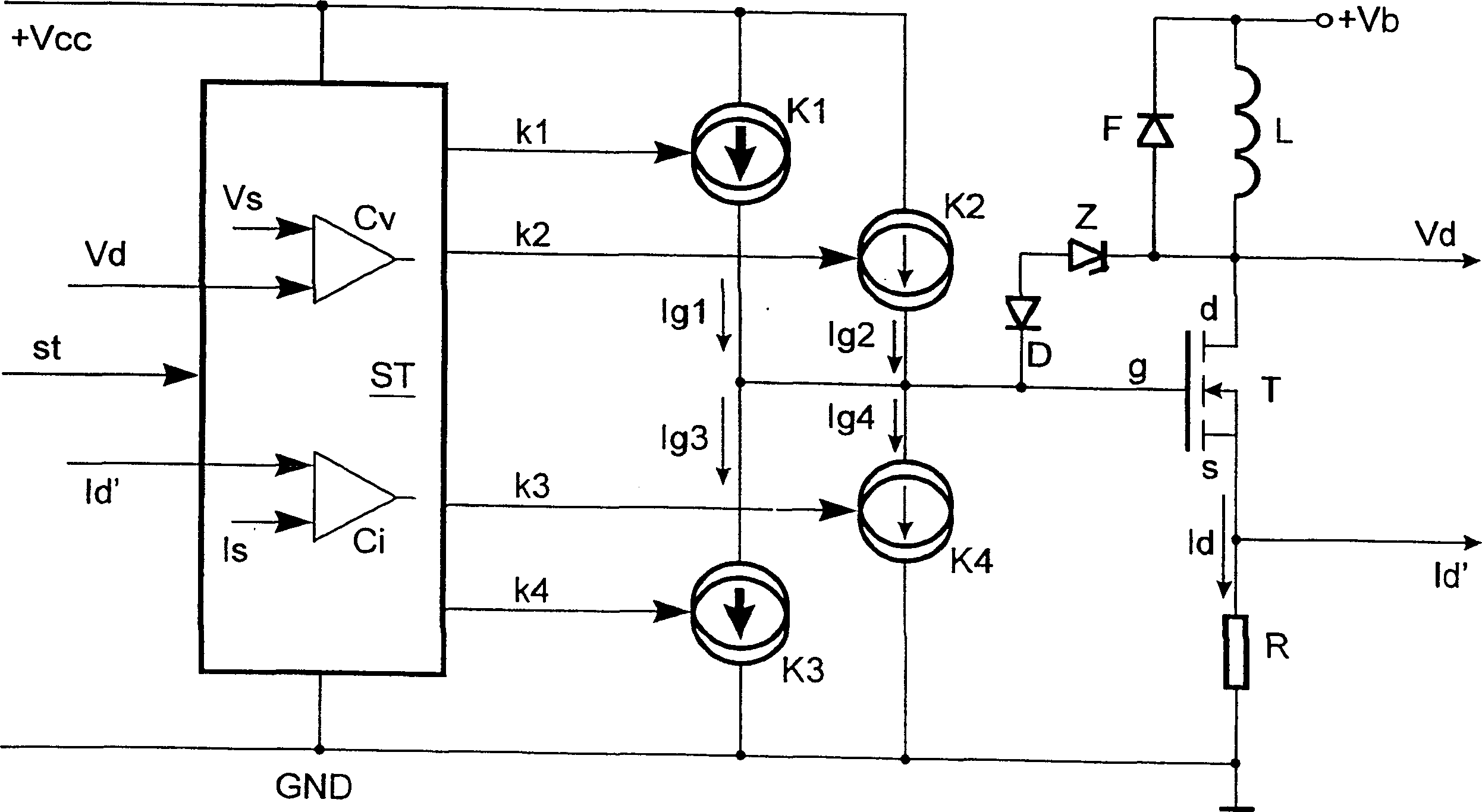 Method and device for controlling power output stage