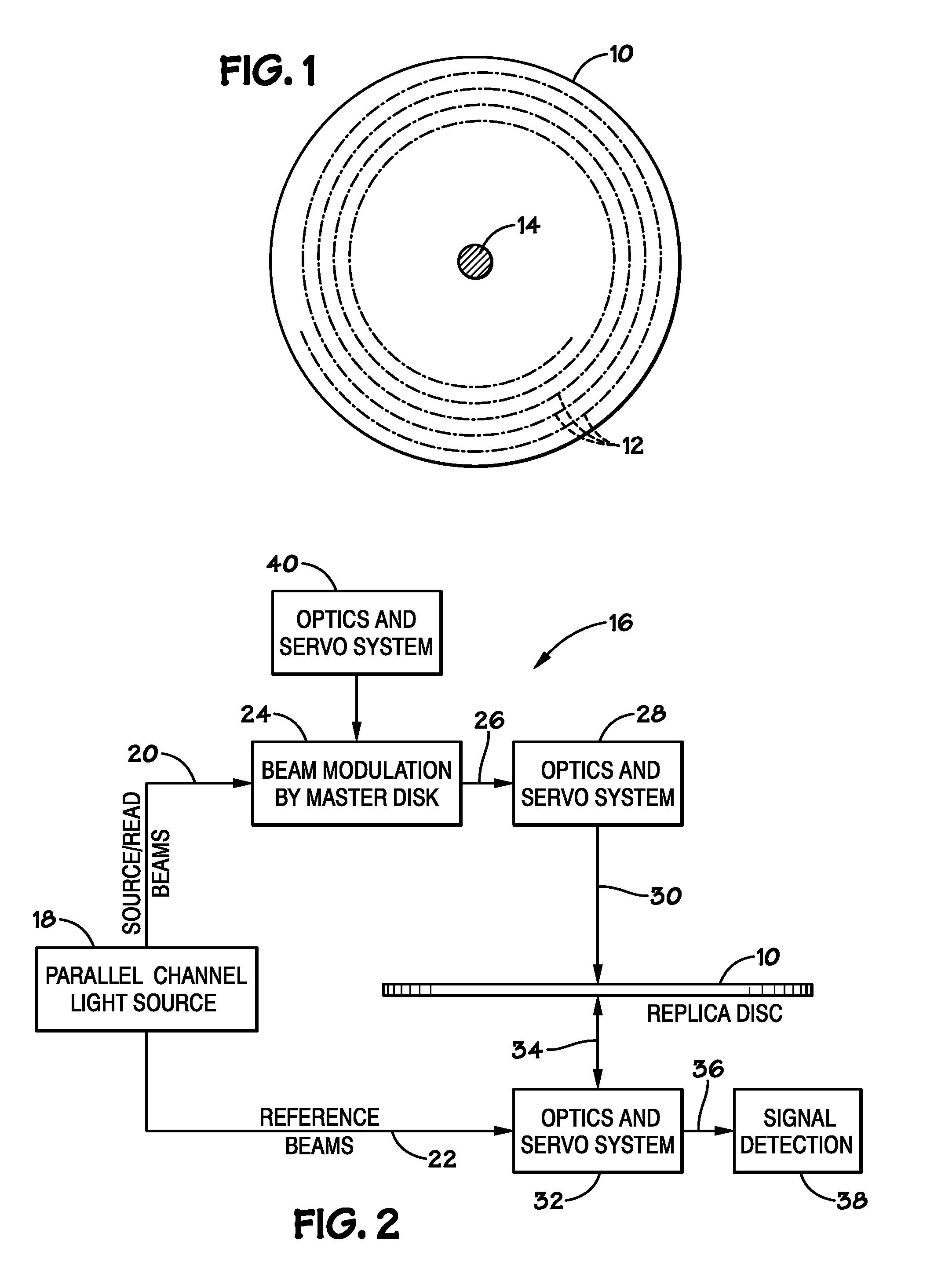 Servoing system for master with parallel tracks in a holographic replication system