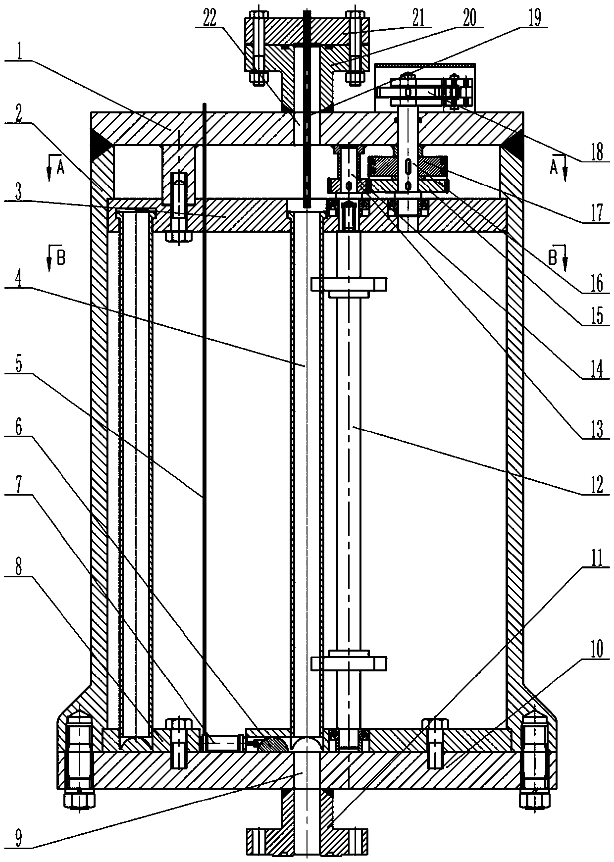 Air cylinder driving rail type foam scrubbing rod releasing device