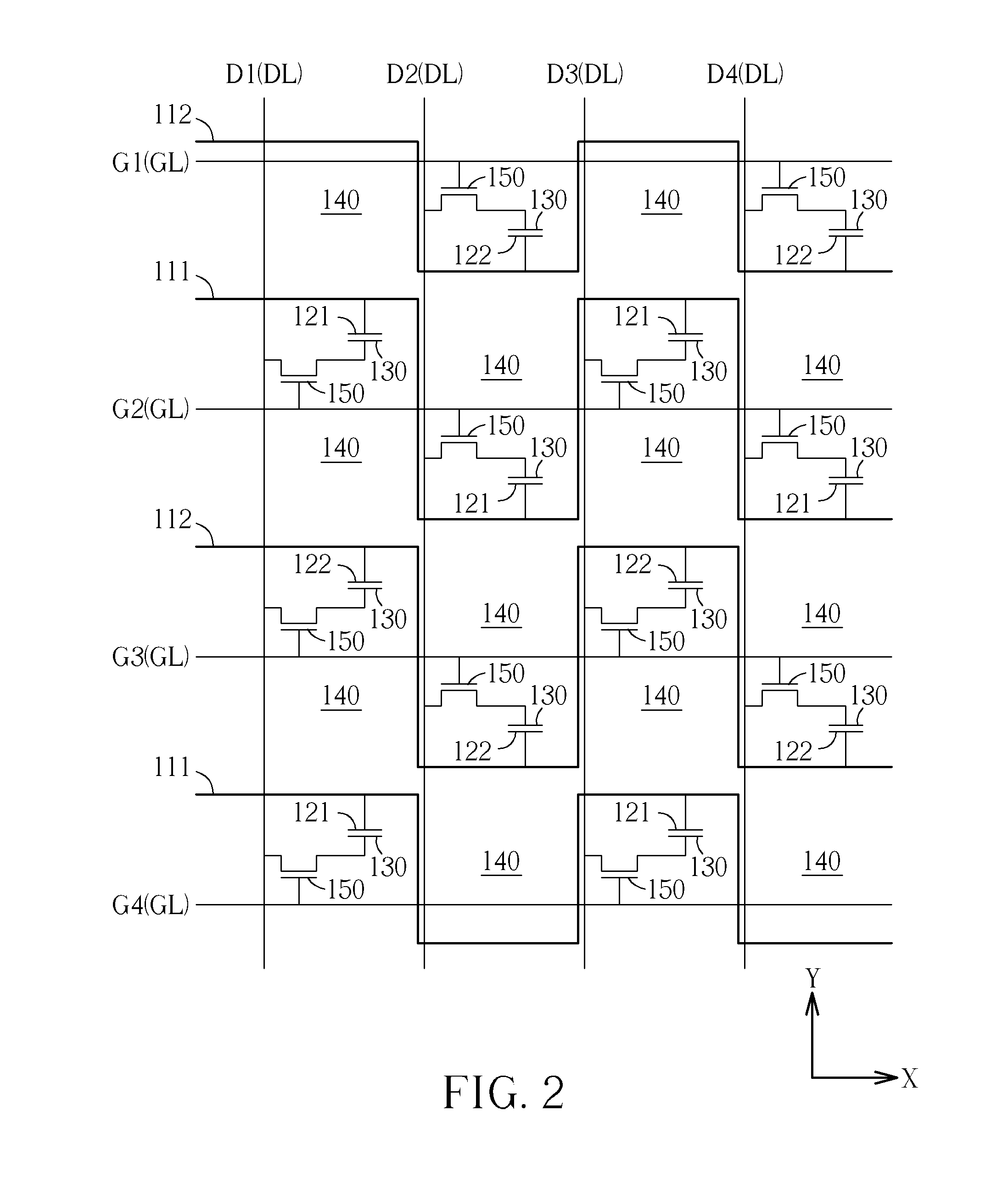 Pixel array of fringe field switching liquid crystal display panel and driving method thereof