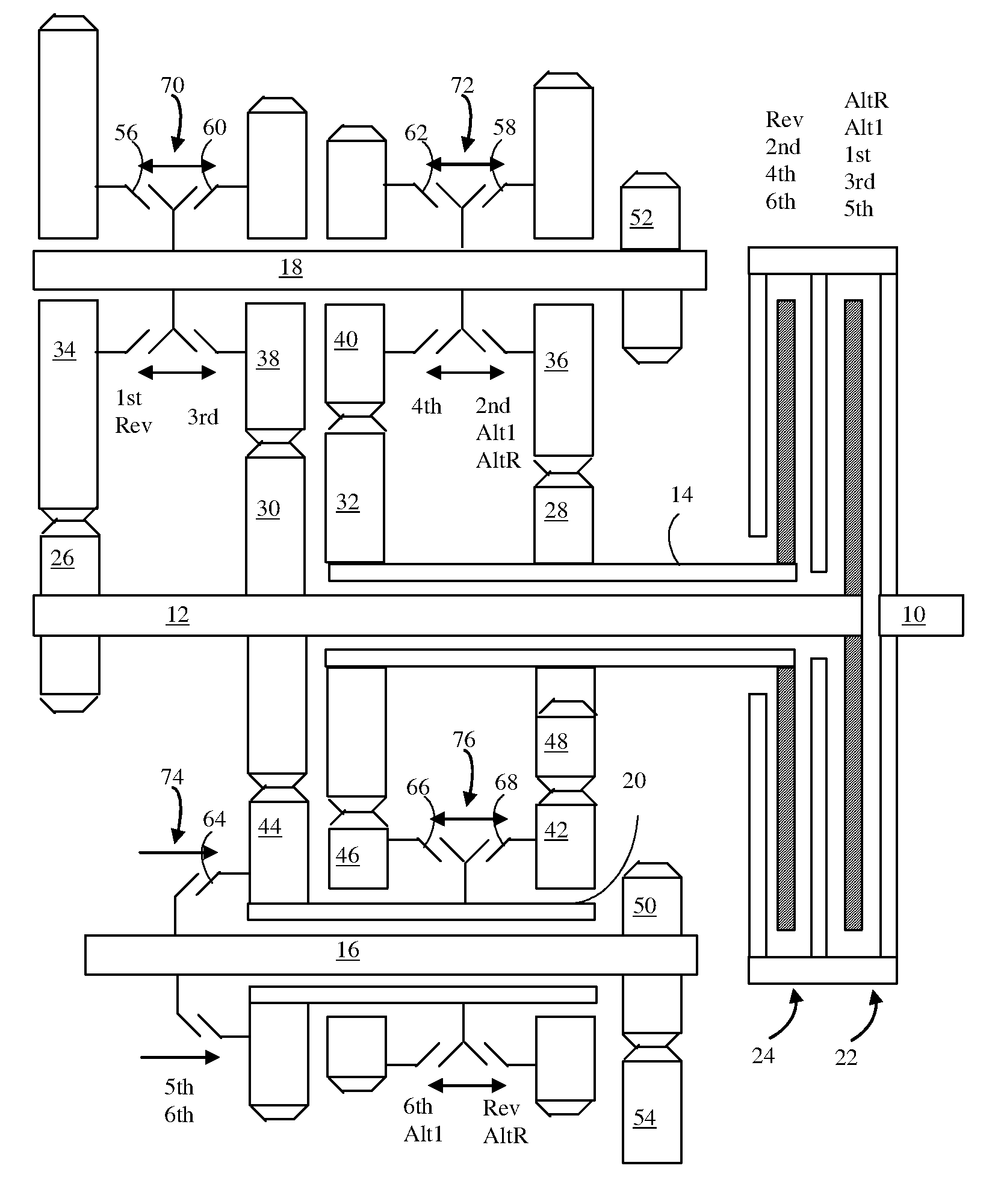 Dual clutch transmission having reduced axial length