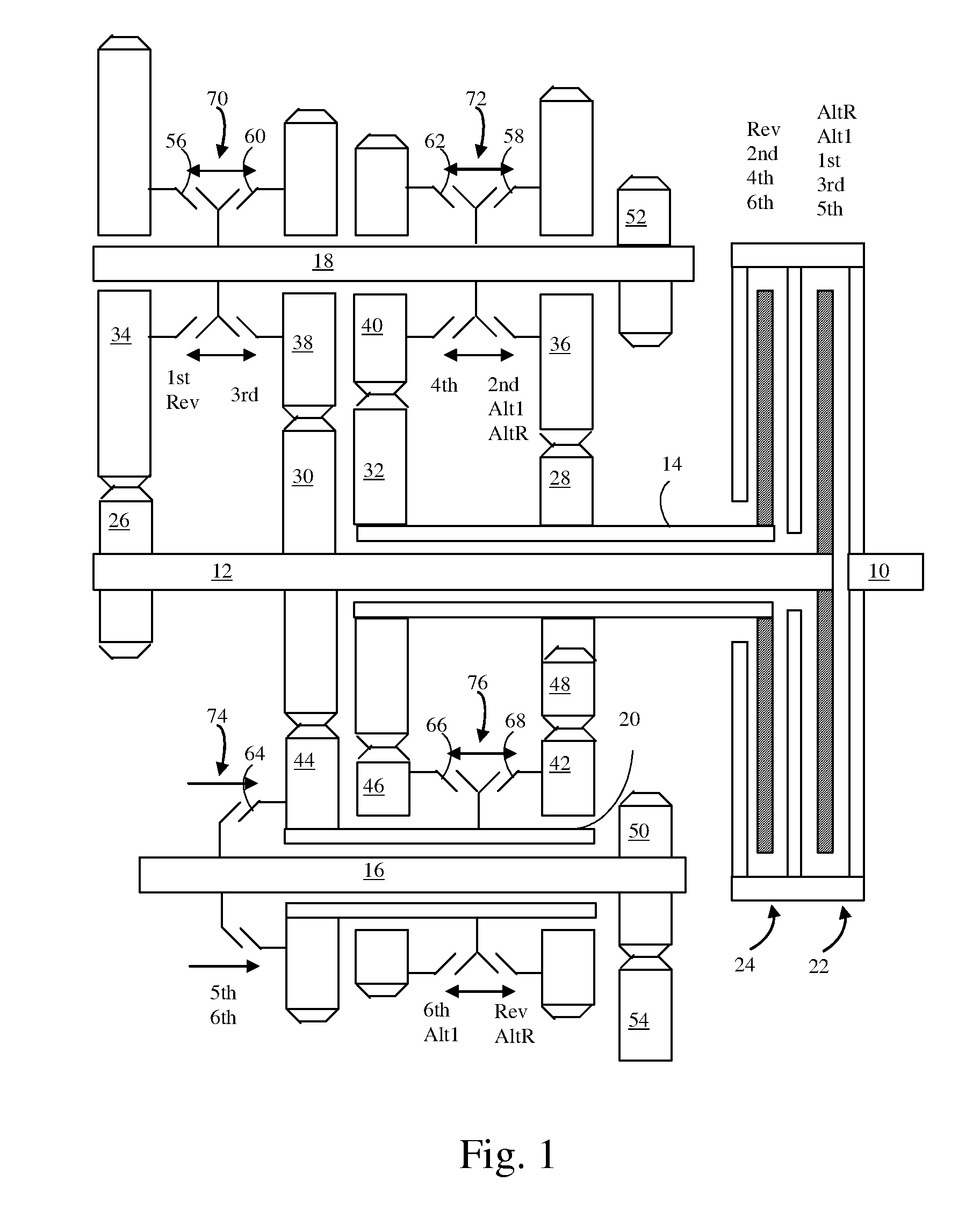 Dual clutch transmission having reduced axial length