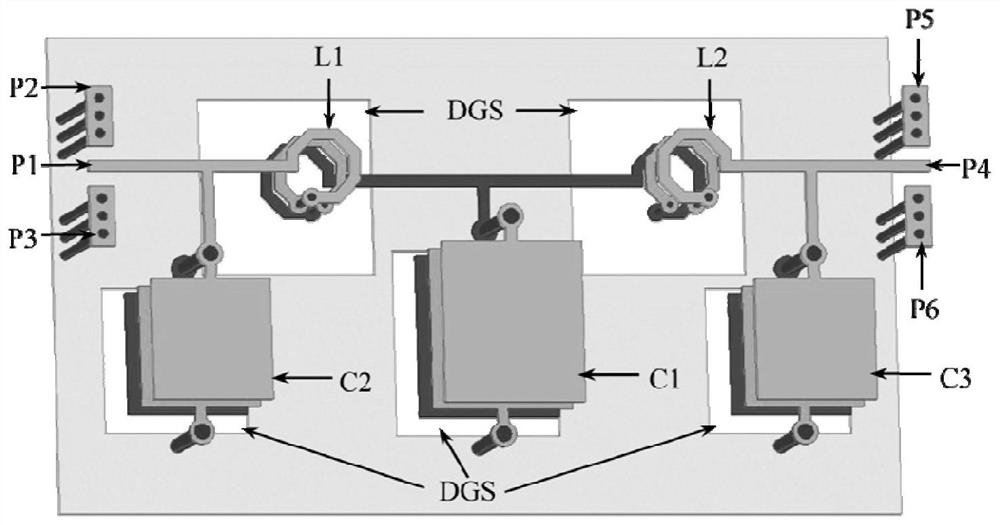 DGS lumped parameter low-pass filter based on multilayer LCP technology and design method