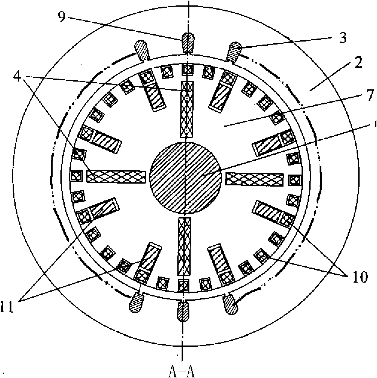 Hybrid excitation permanent magnet motor for wireless transmission and tooth harmonic excitation