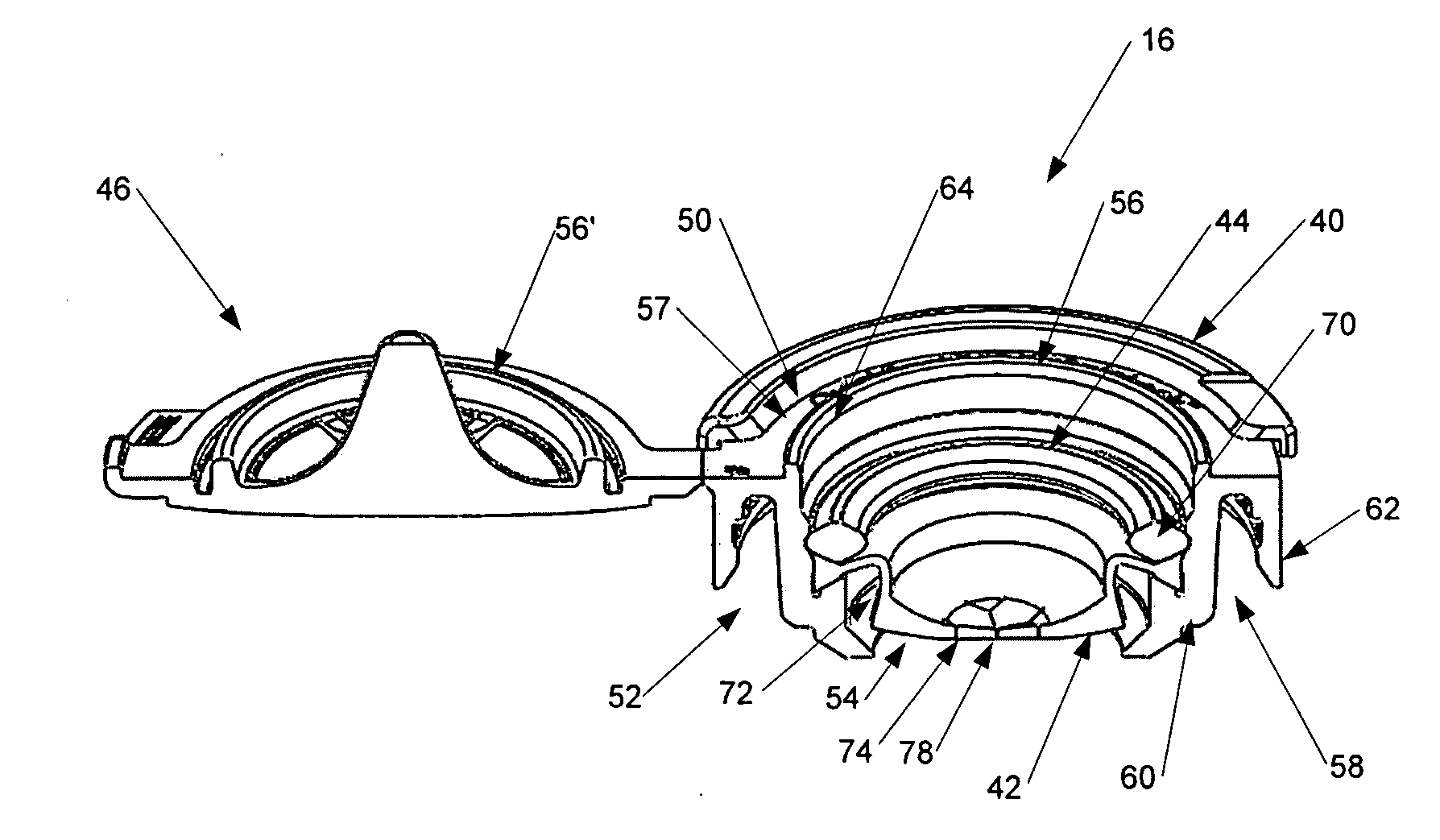 Self sealing bag in box cap assembly