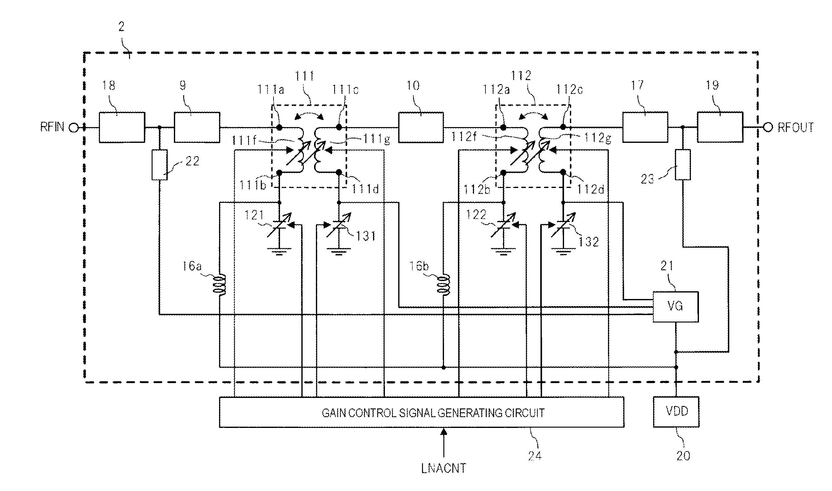 Variable matching circuit and amplifier