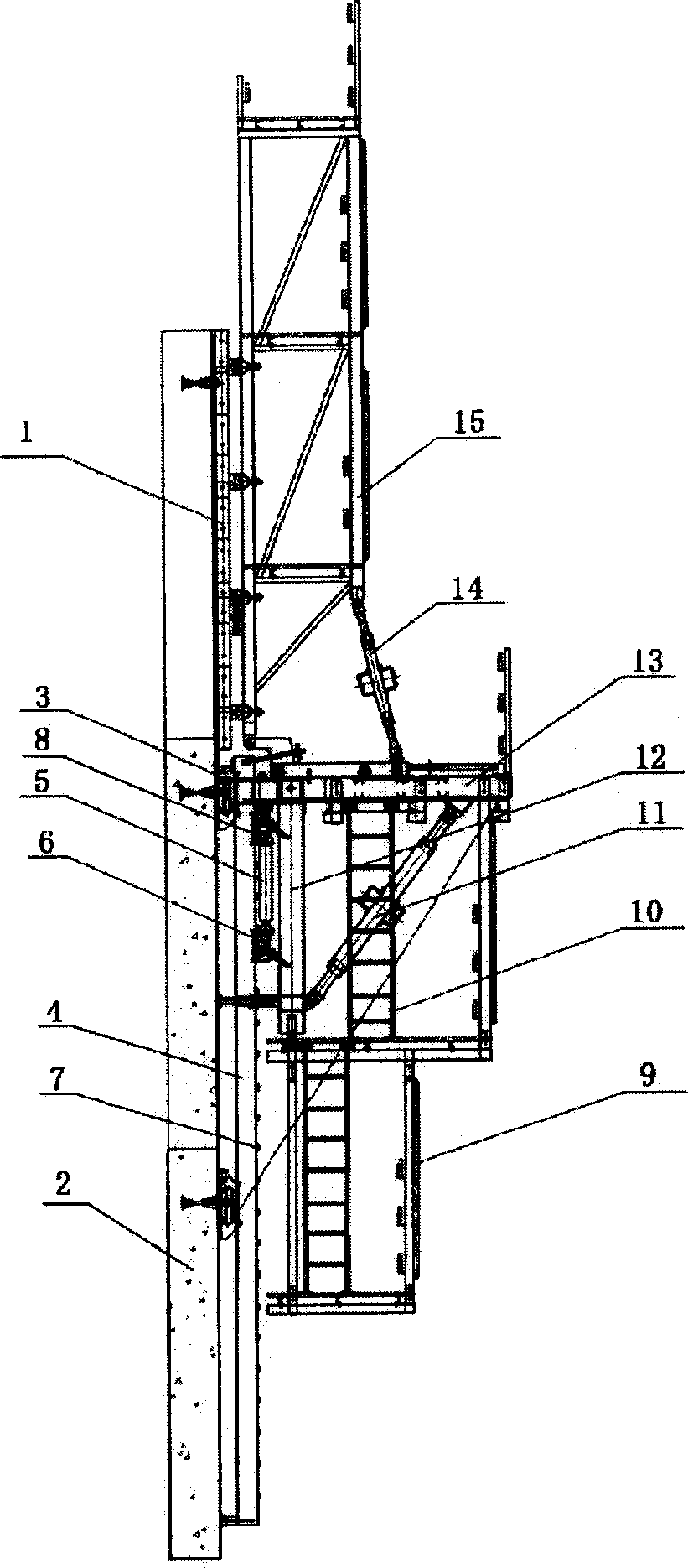 Automatic hydraulic climbing shuttering