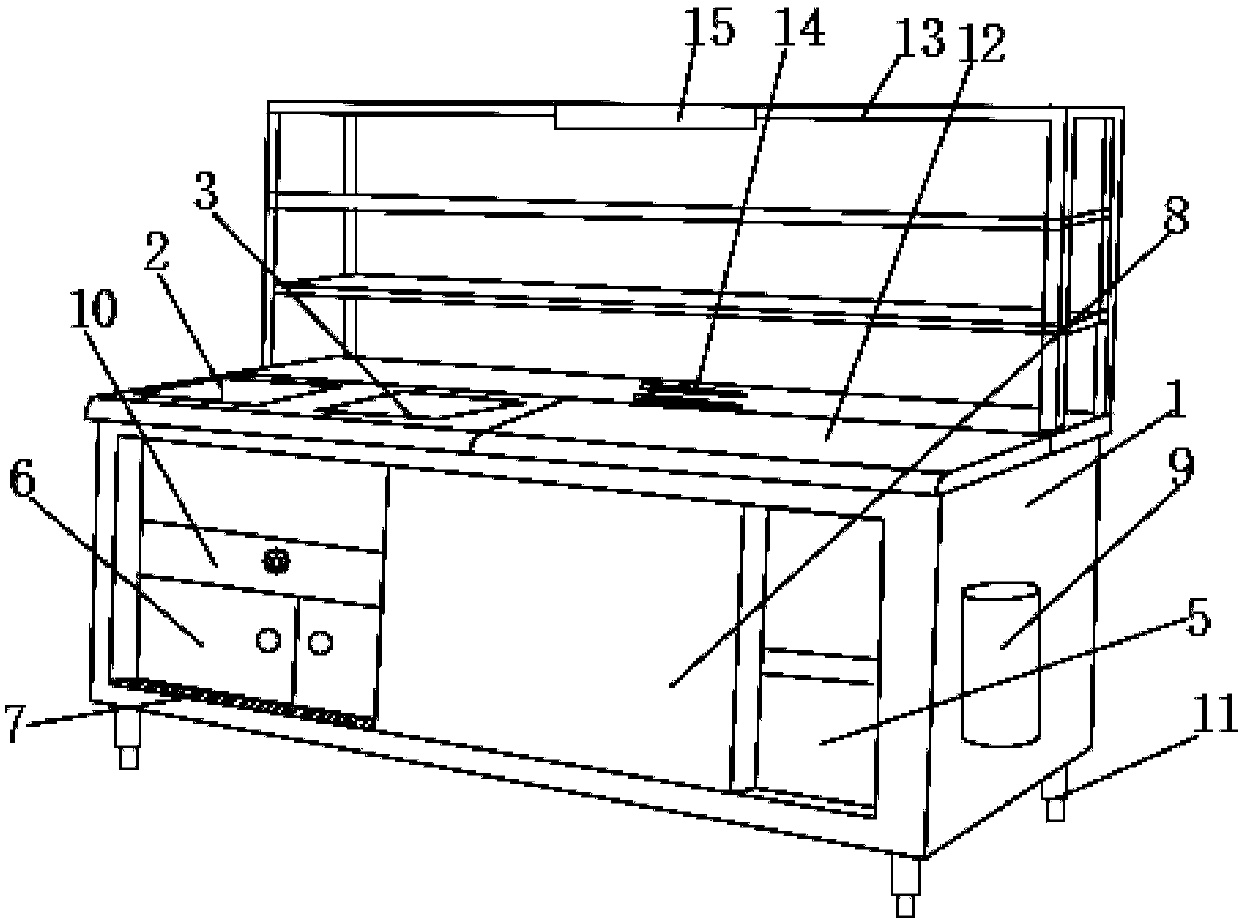 Home-use type kitchen energy-saving double-pass workbench