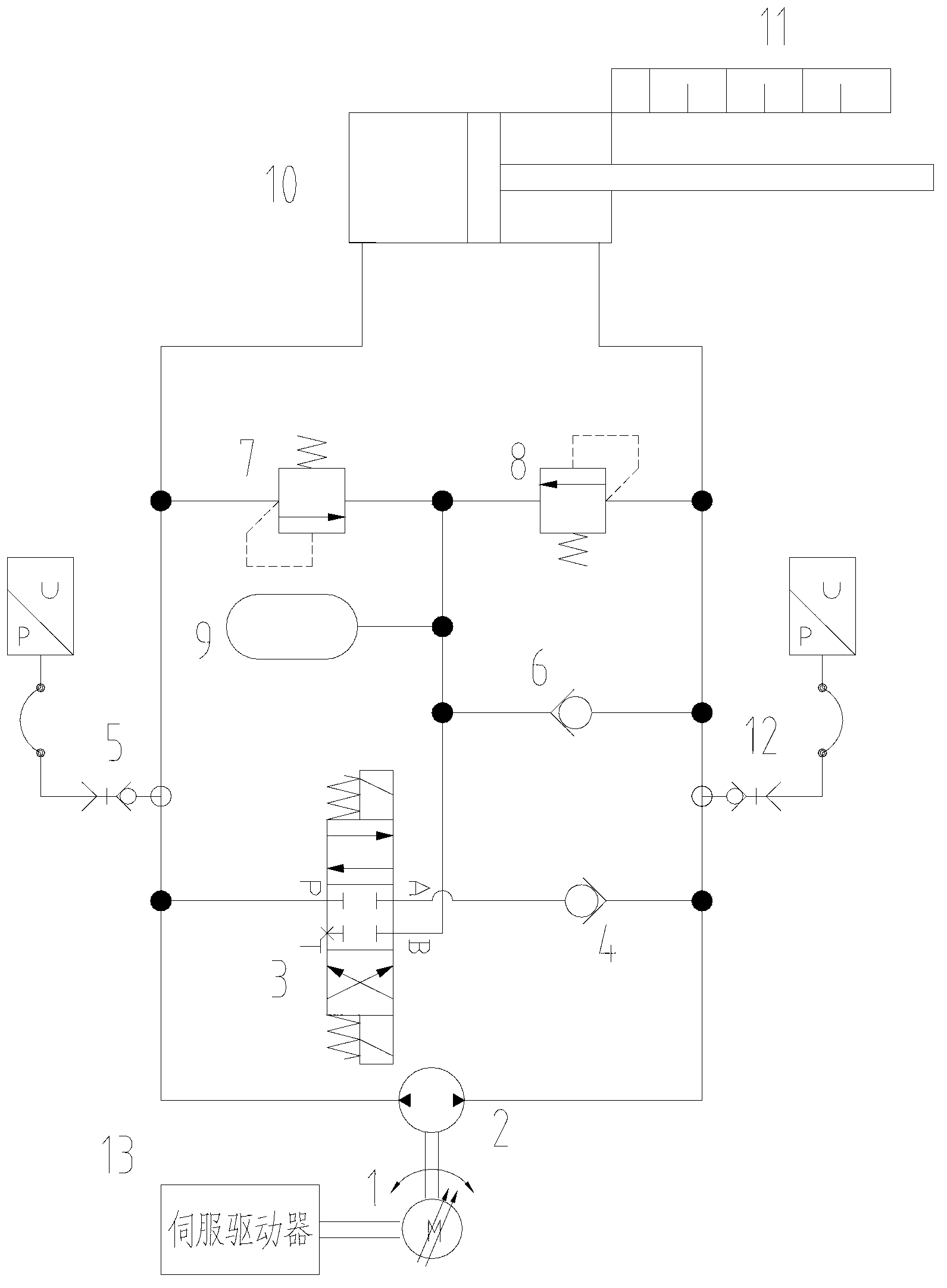 Direct drive type servo pump control electro-hydraulic combined driving hydraulic cylinder control system and control method