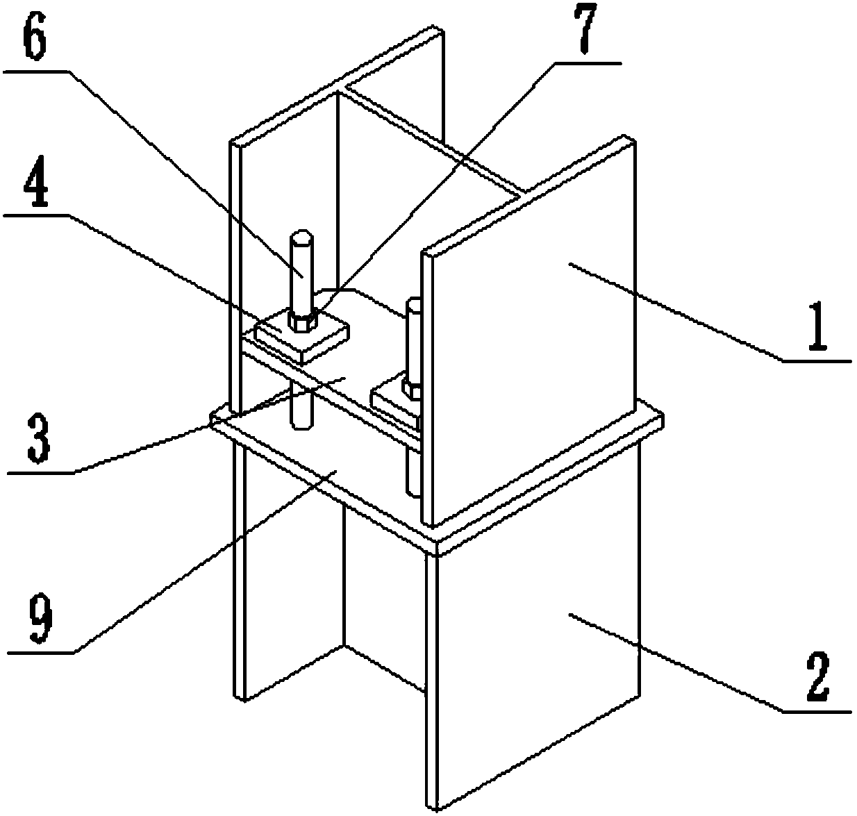 H-shaped steel column splicing device and construction method thereof