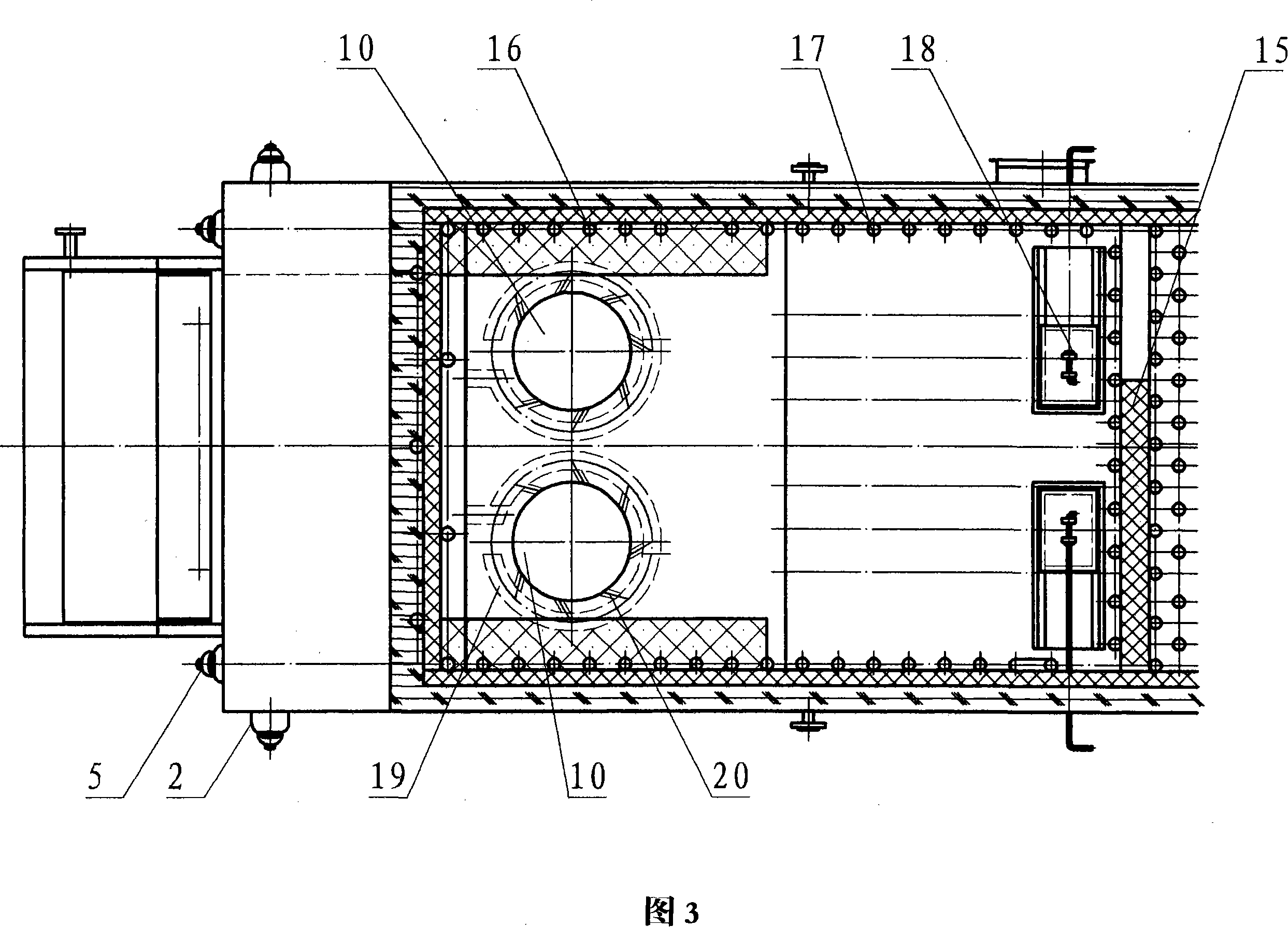 High-temperature thermal storage type combined oven arch embedded second rotational flow overfire air burning inferior fuel