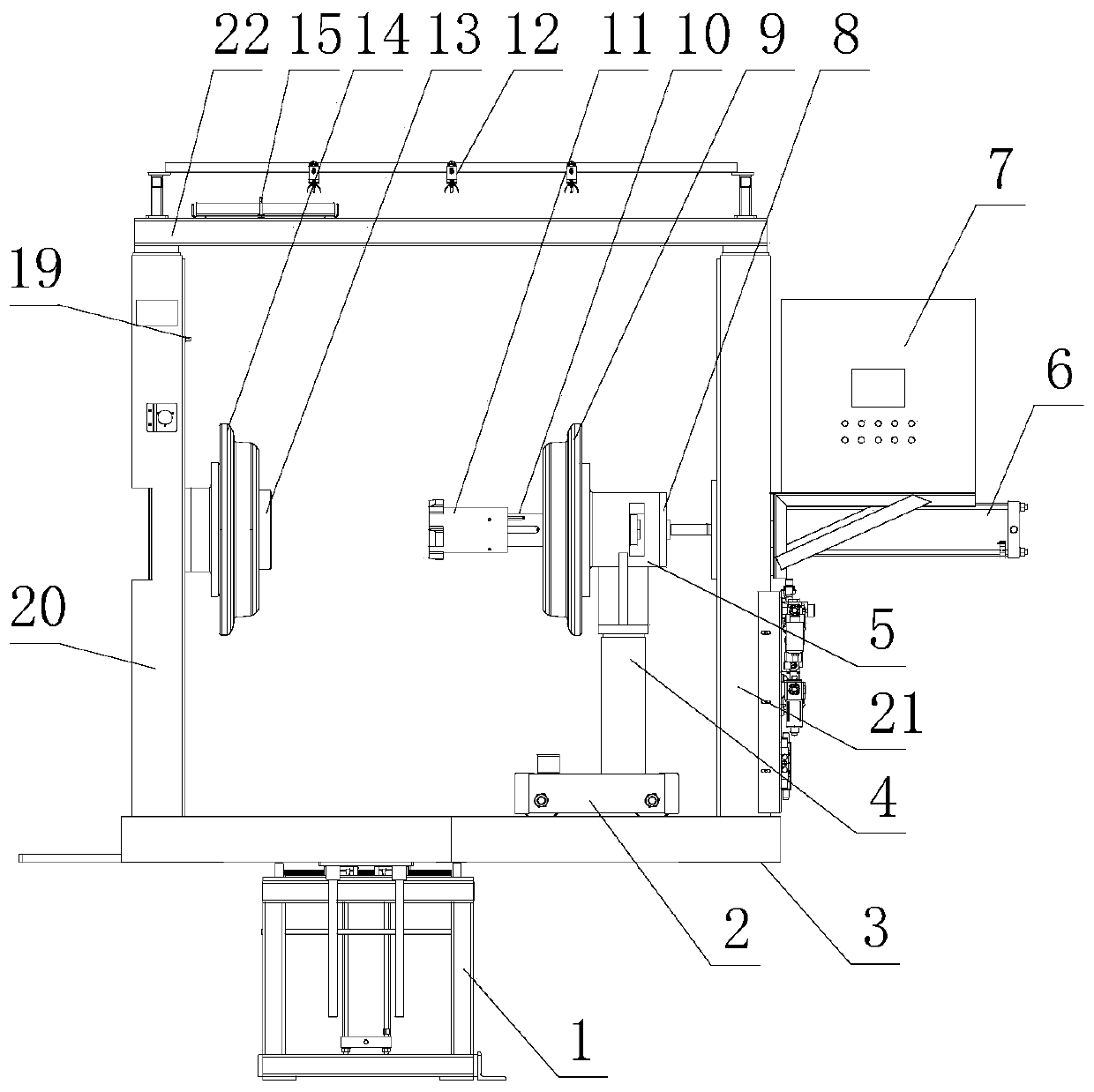 Upright type single station engineering tire rear pumping device