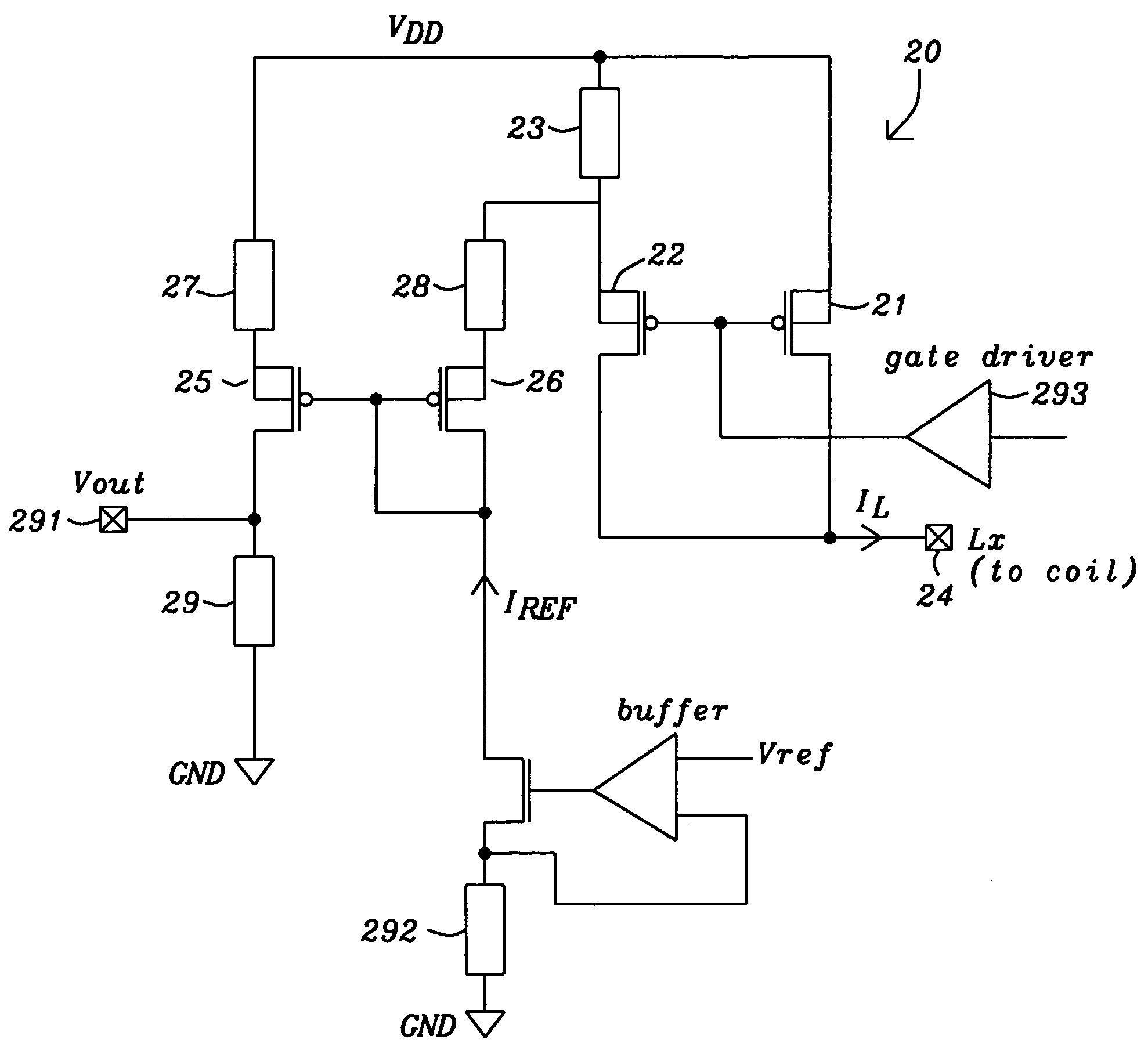 Current sensing circuit for DC/DC buck converters