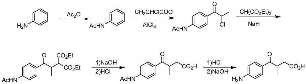 A kind of preparation method of 3-methyl-4-oxo-4-(p-amino)phenylbutyric acid