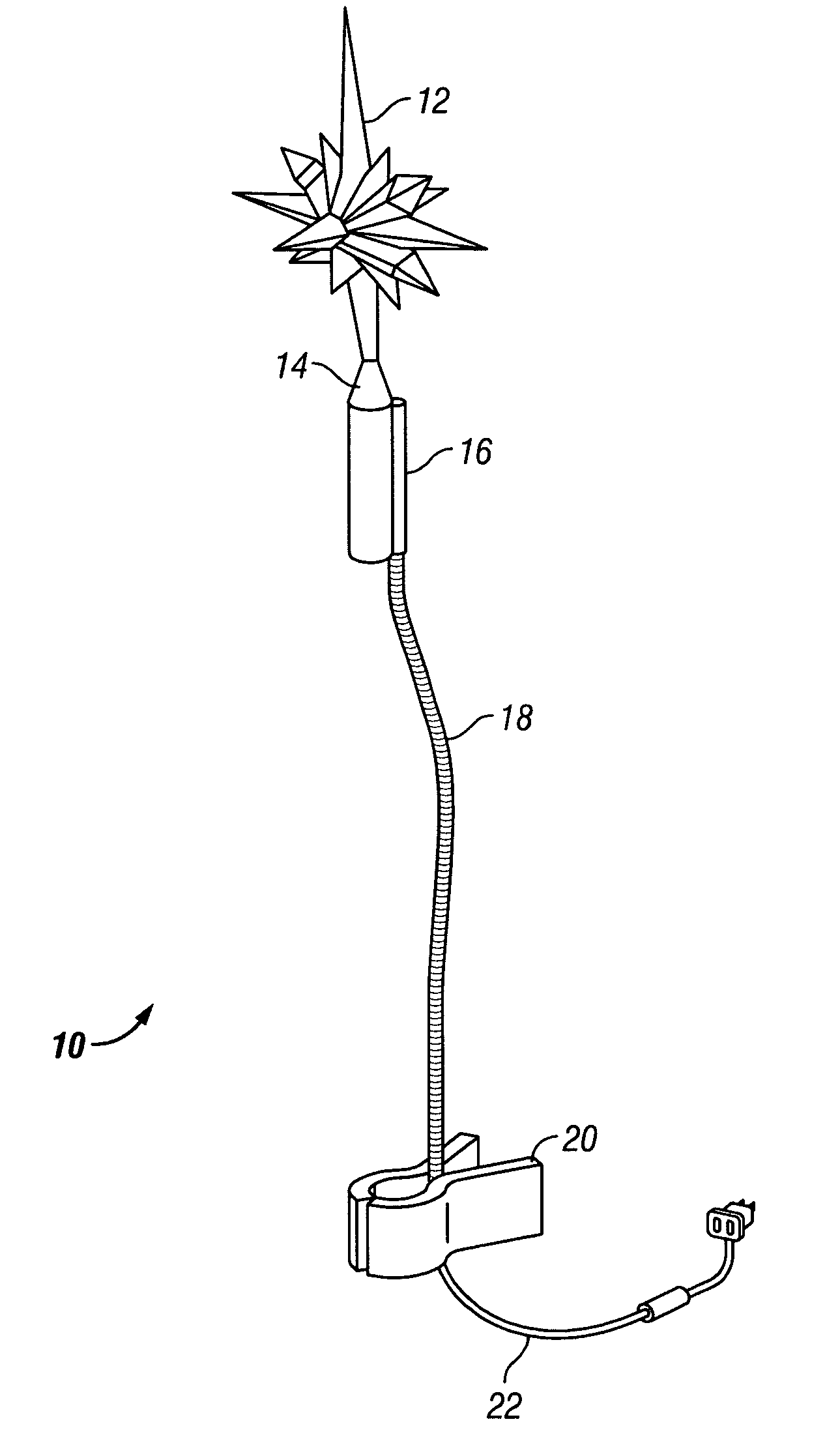 Illuminated tree top ornament apparatus