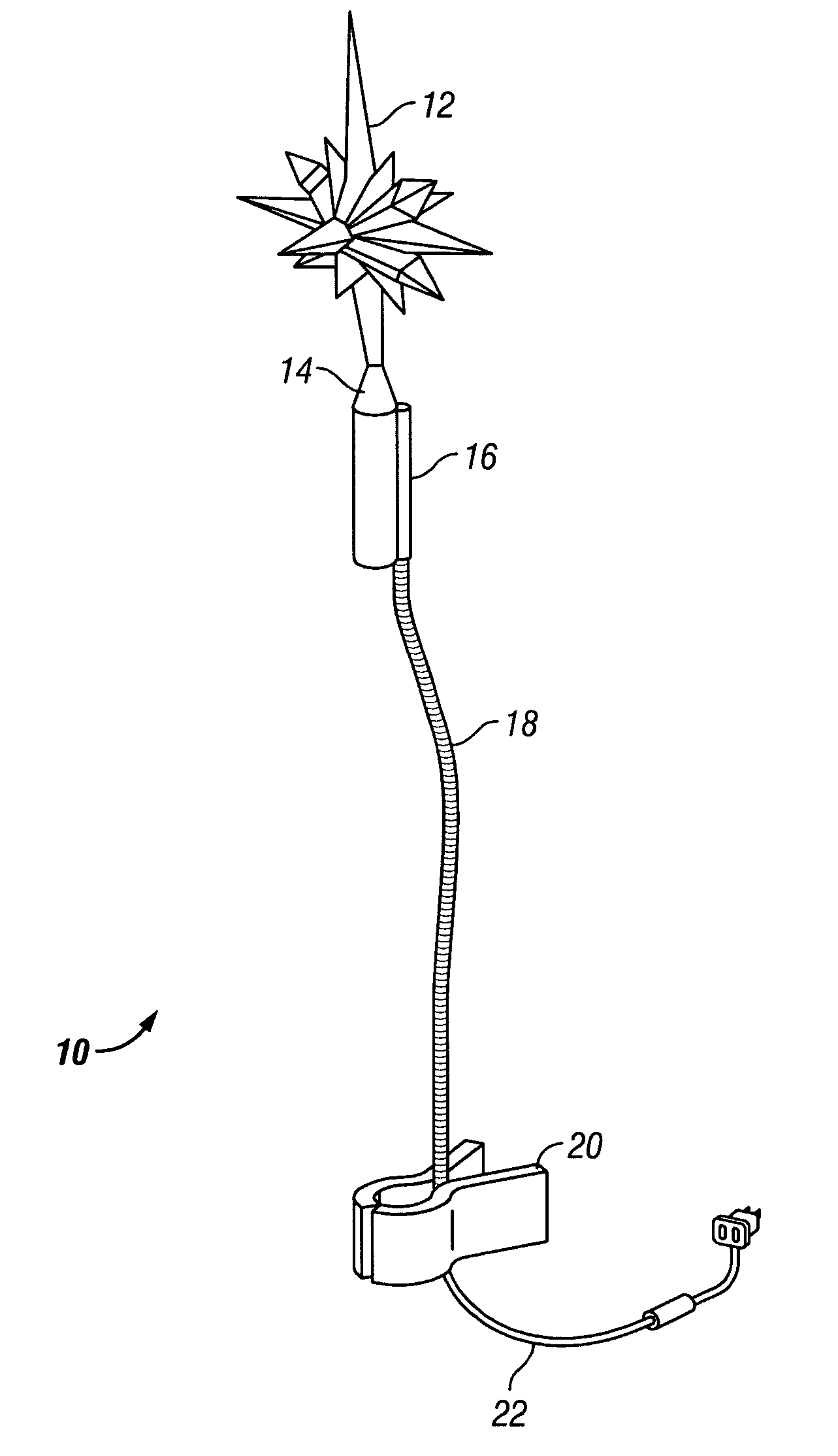 Illuminated tree top ornament apparatus