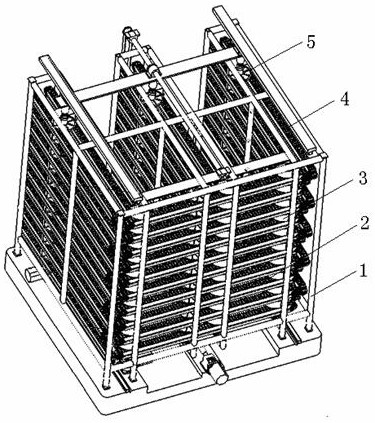 Volume-adjustable first-in first-out box storage device for rods