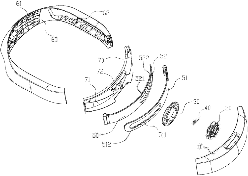 Head belt adjusting device for video glasses, head belt and video glasses