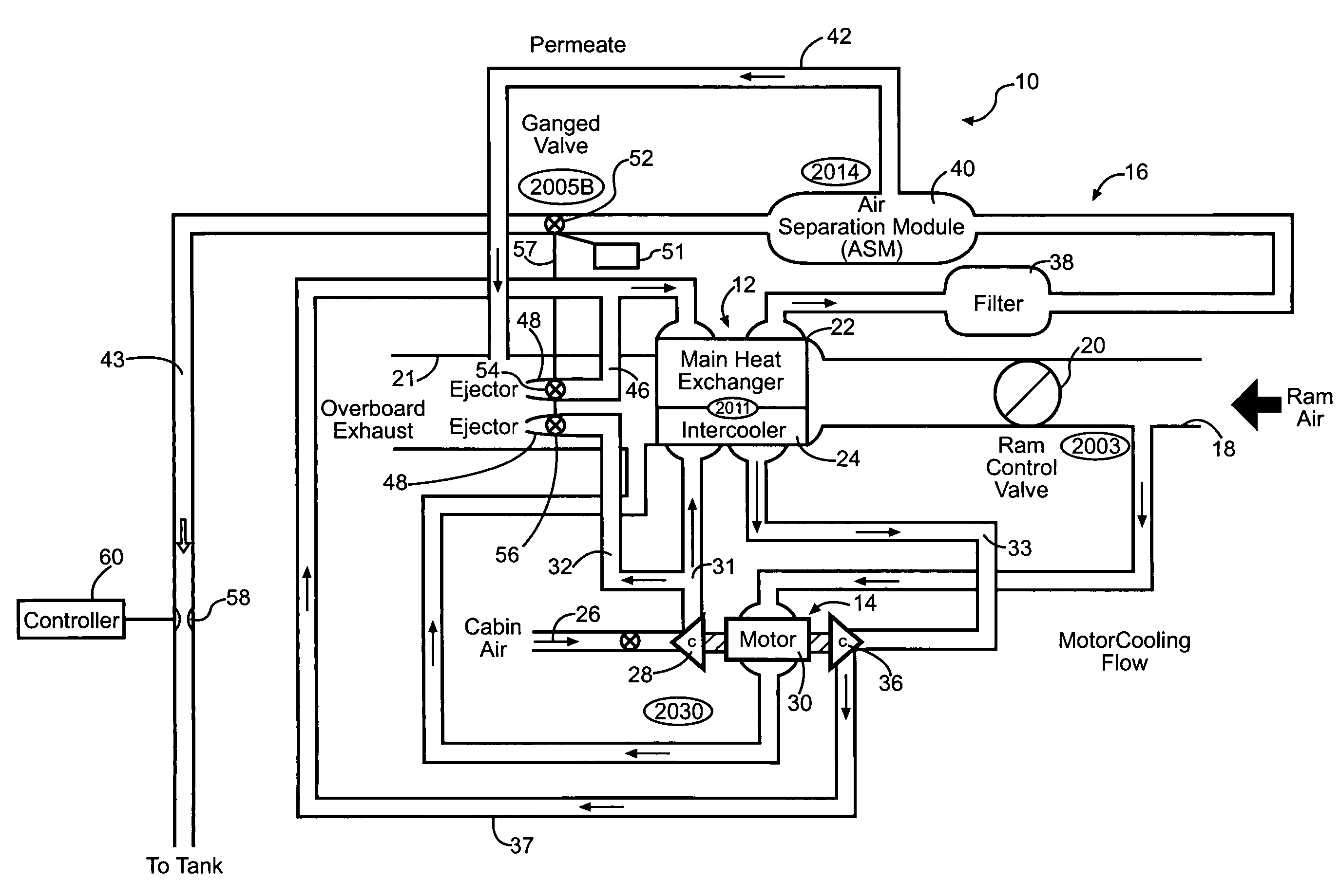 On-board inert gas generation system with compressor surge protection