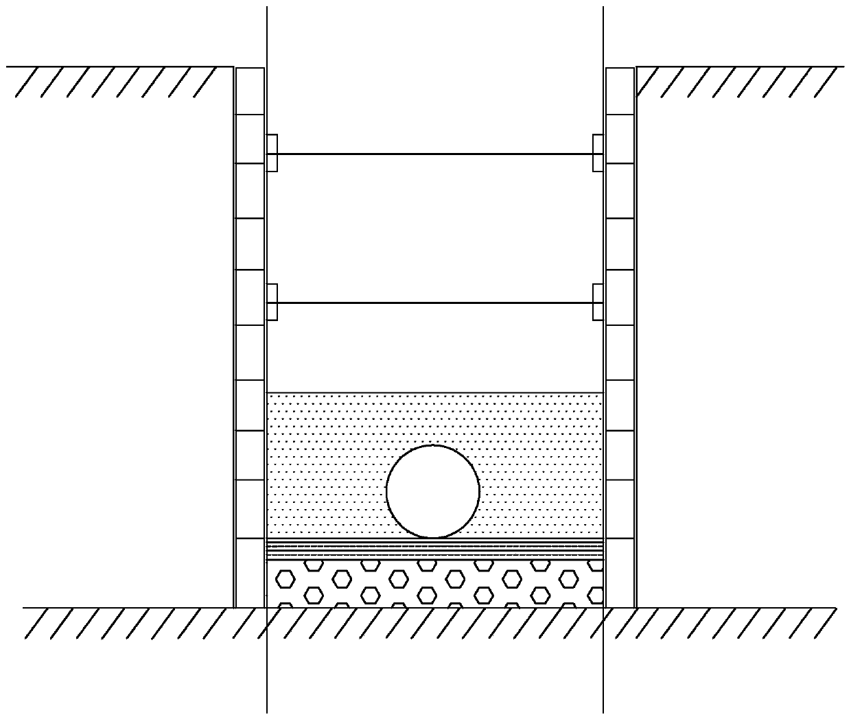 Pipeline construction method of excavating groove and burying pipe