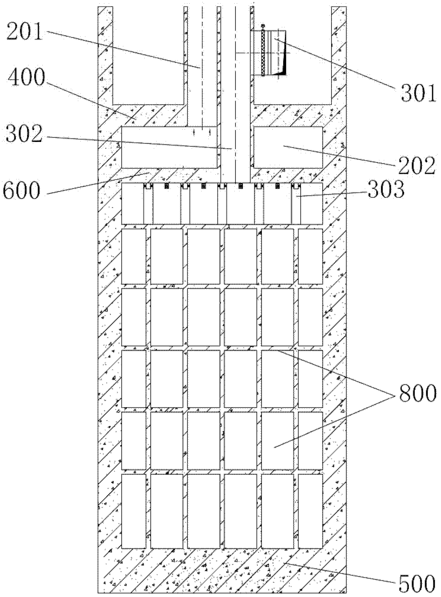 Vertical shaft storage system for spent fuel of nuclear power station