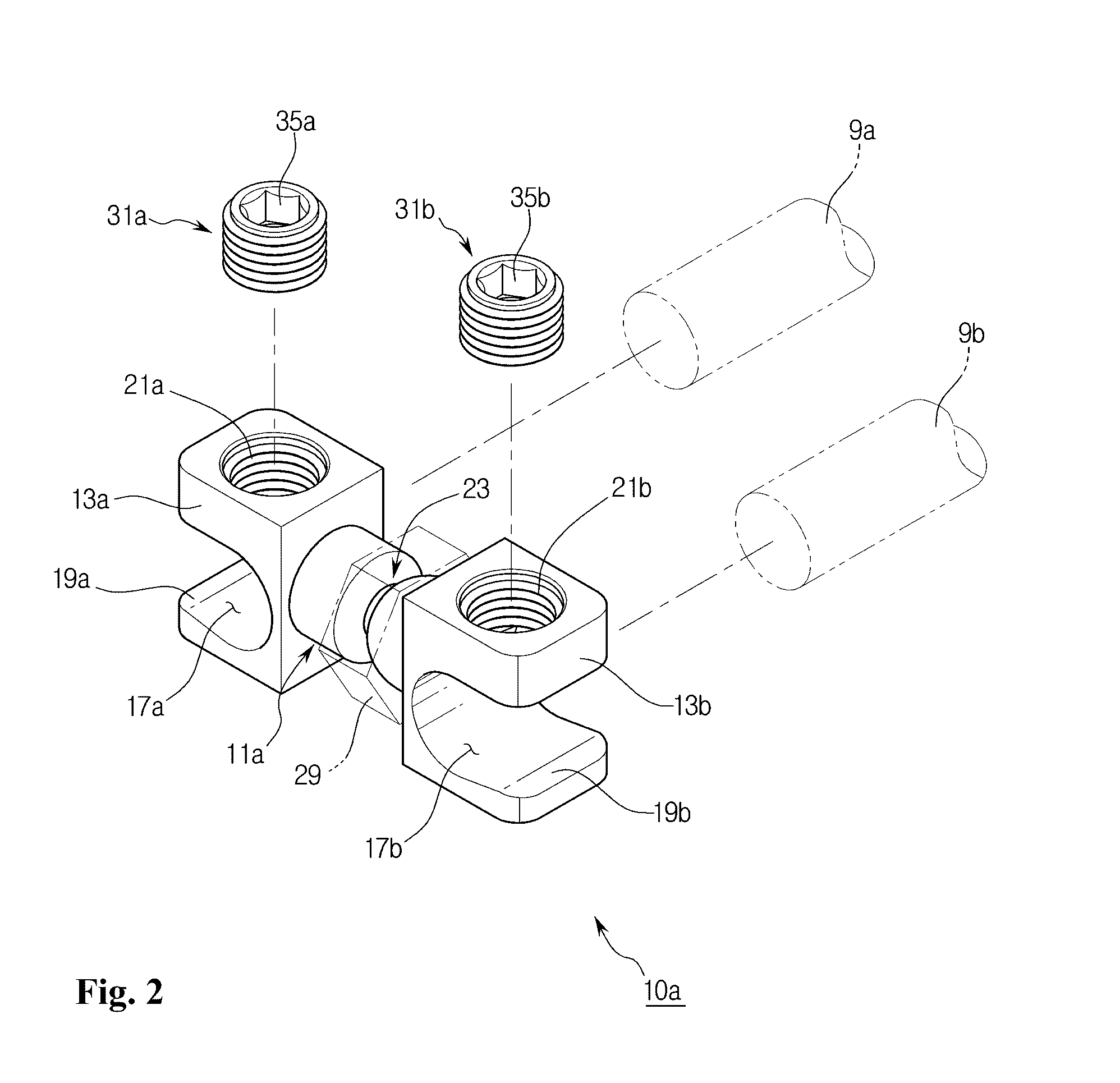 Side click connector apparatus for connection of spinal rods