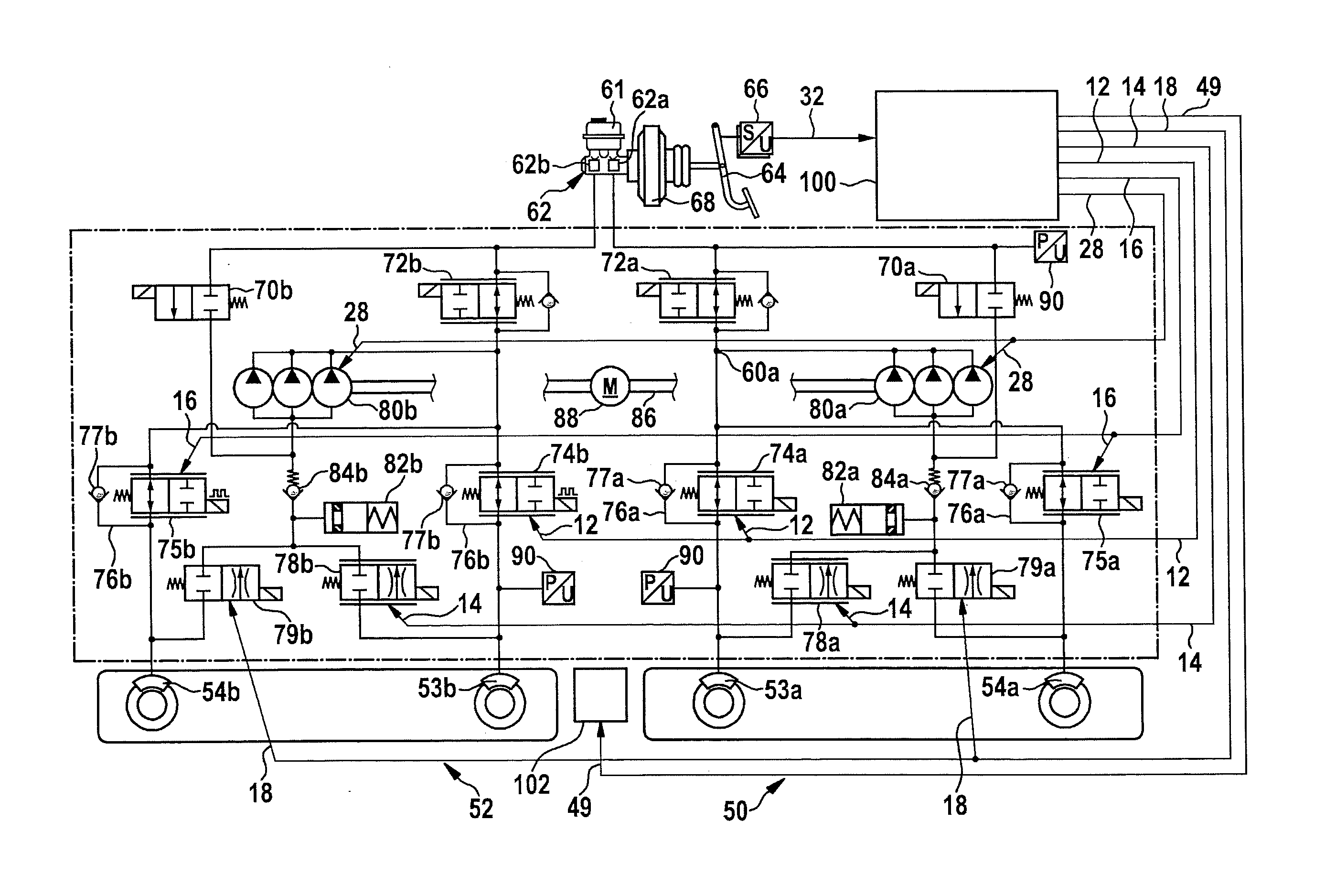 Control device for a brake system of a vehicle, brake system for a vehicle and method for operating a brake system of a vehicle