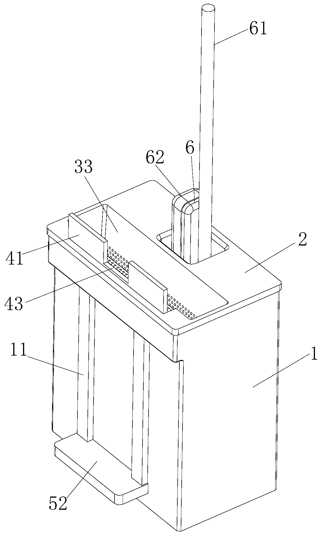 Water squeezing device of foam cotton head mop