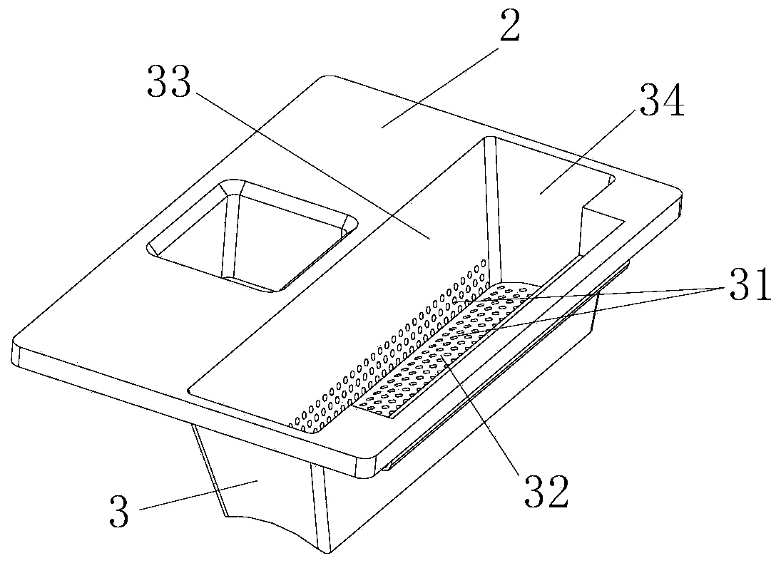 Water squeezing device of foam cotton head mop