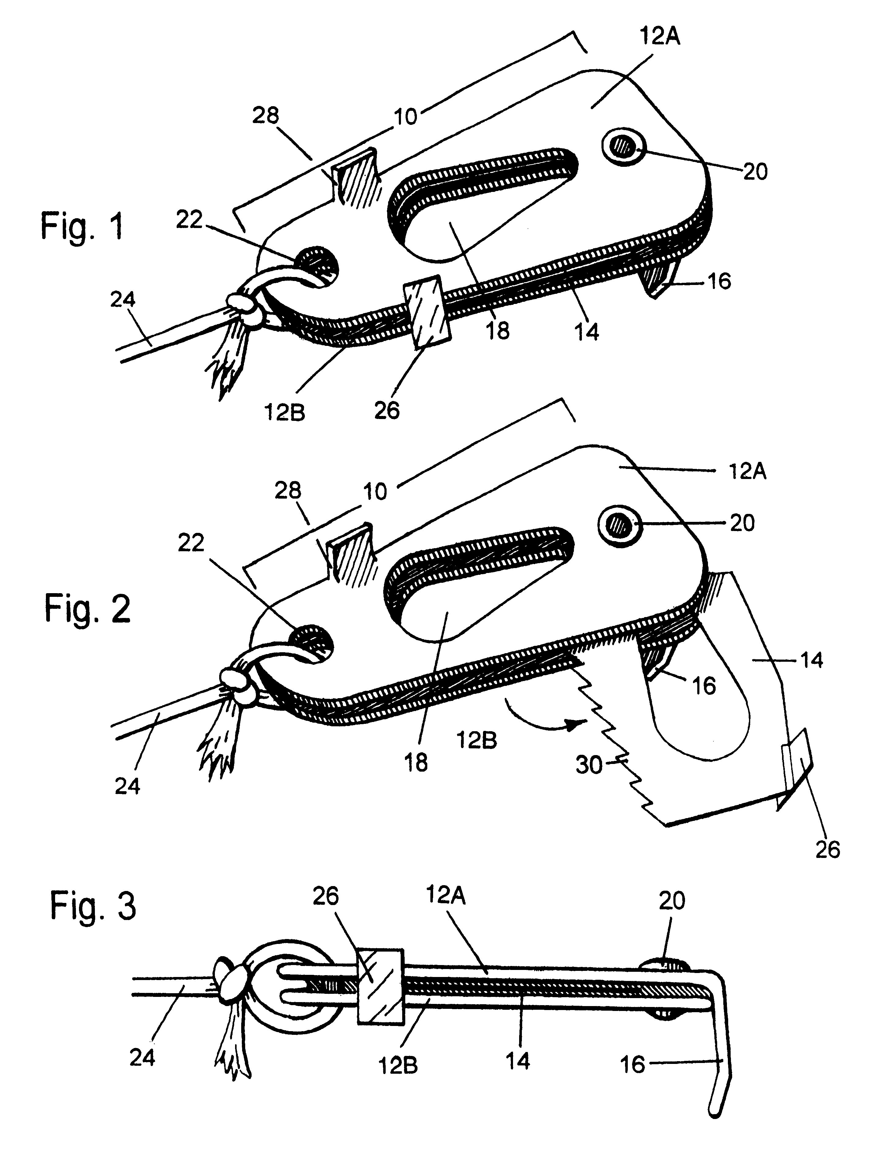 Modified chalk line end with retractable blade