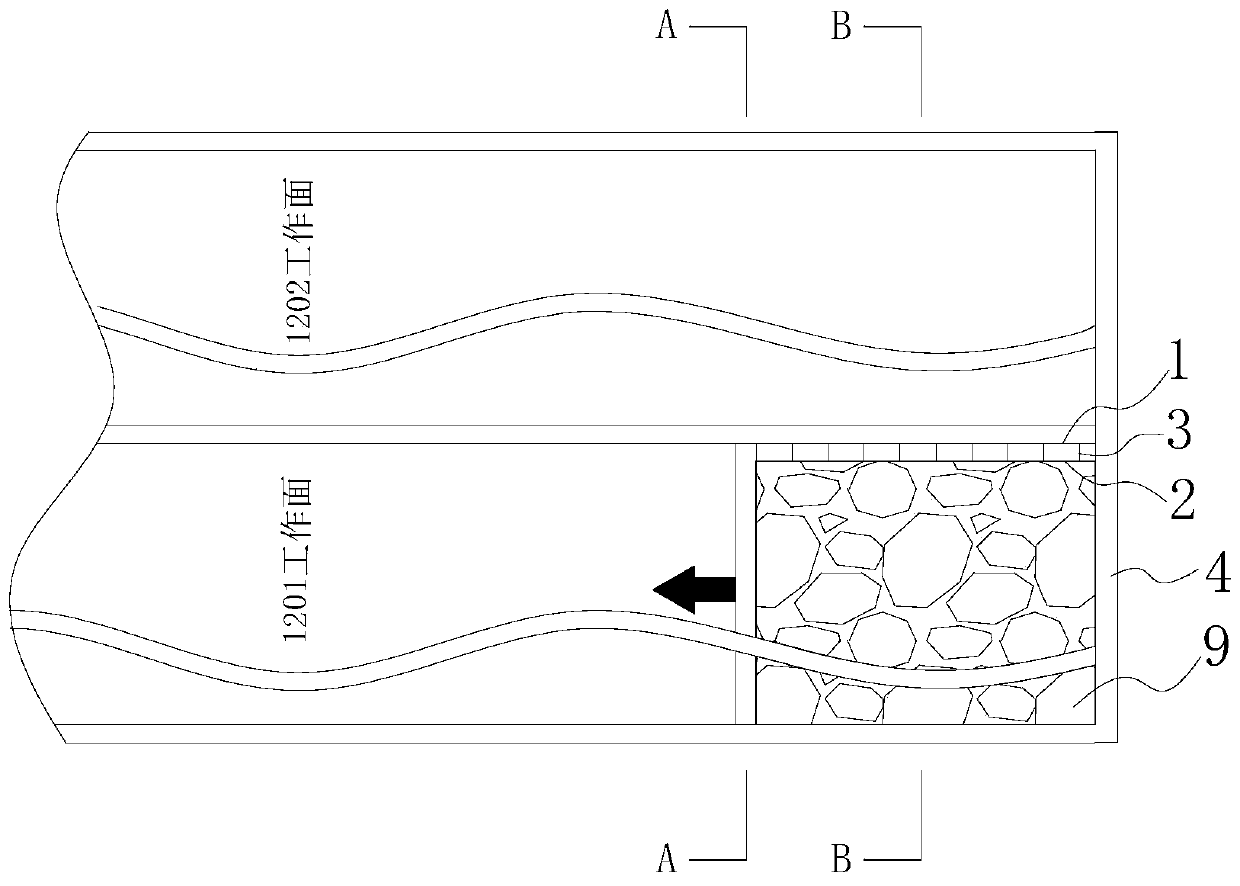 Method for gob-side entry retaining through three-seam periodical roof cutting entry side self-forming in transition support area