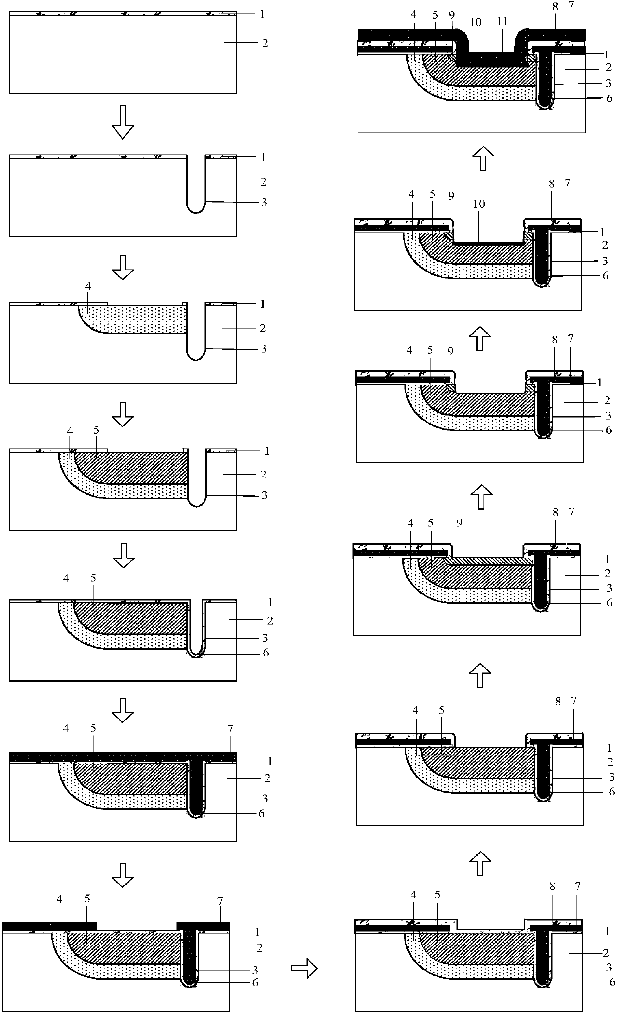 Manufacturing method for IGBT chip with composite grid