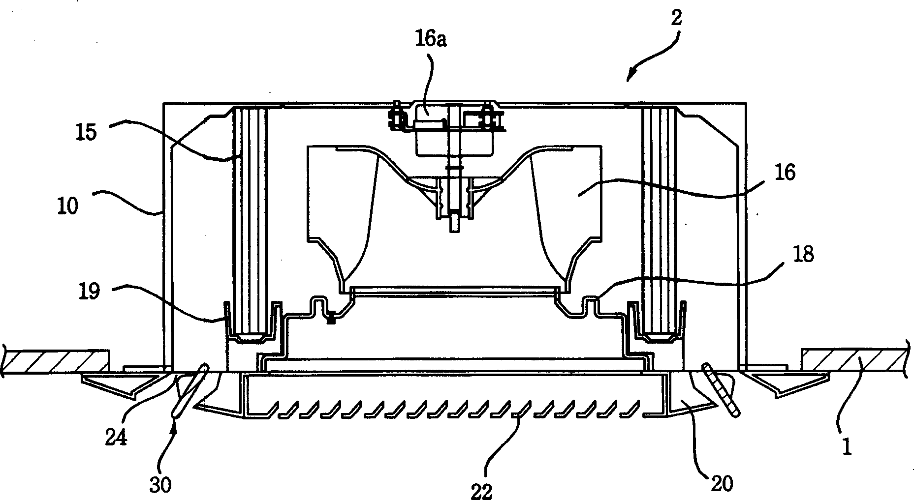 Air volume control device for ceiling-mounted air conditioner and its method