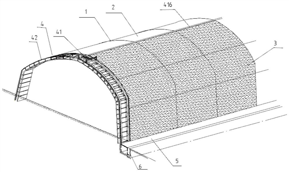 Plastic greenhouse with external heat preservation quilt stored underground