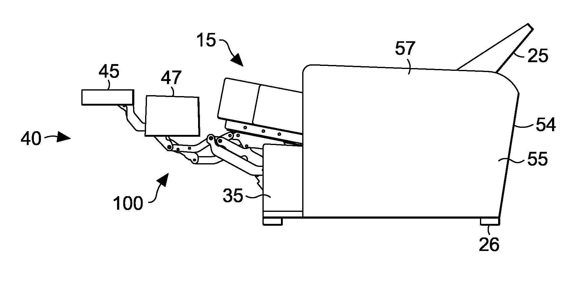 Powered Glider Recliner Linkage Mechanism