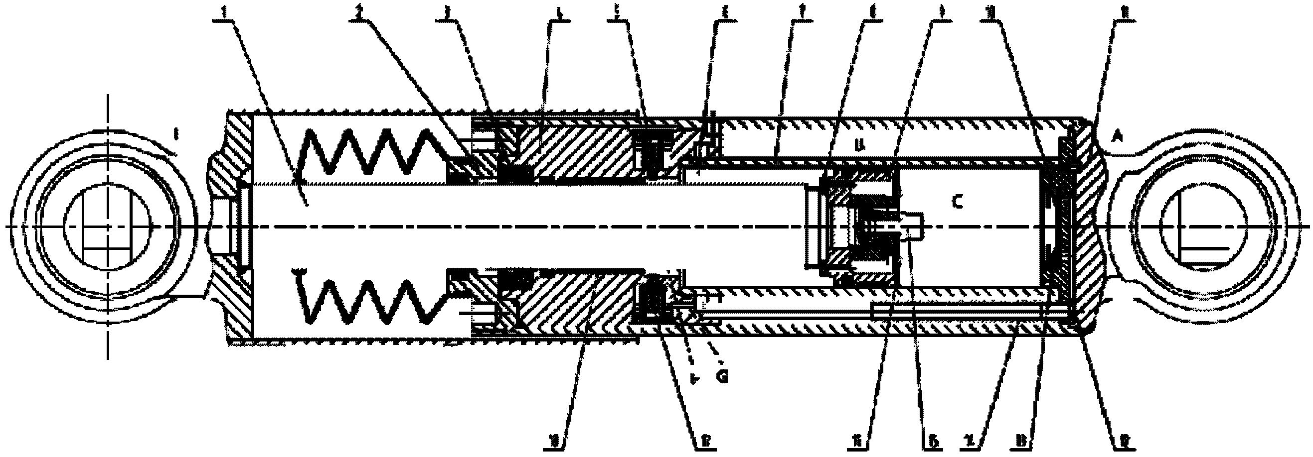 Transverse shock absorber for locomotives