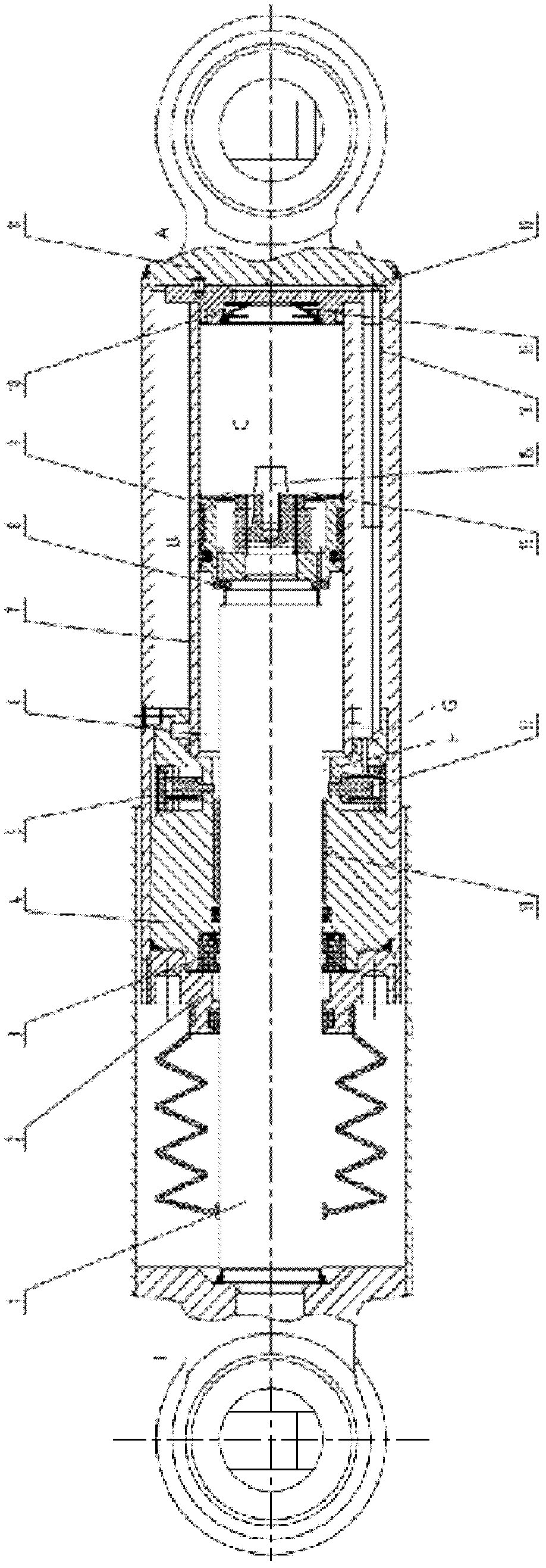 Transverse shock absorber for locomotives