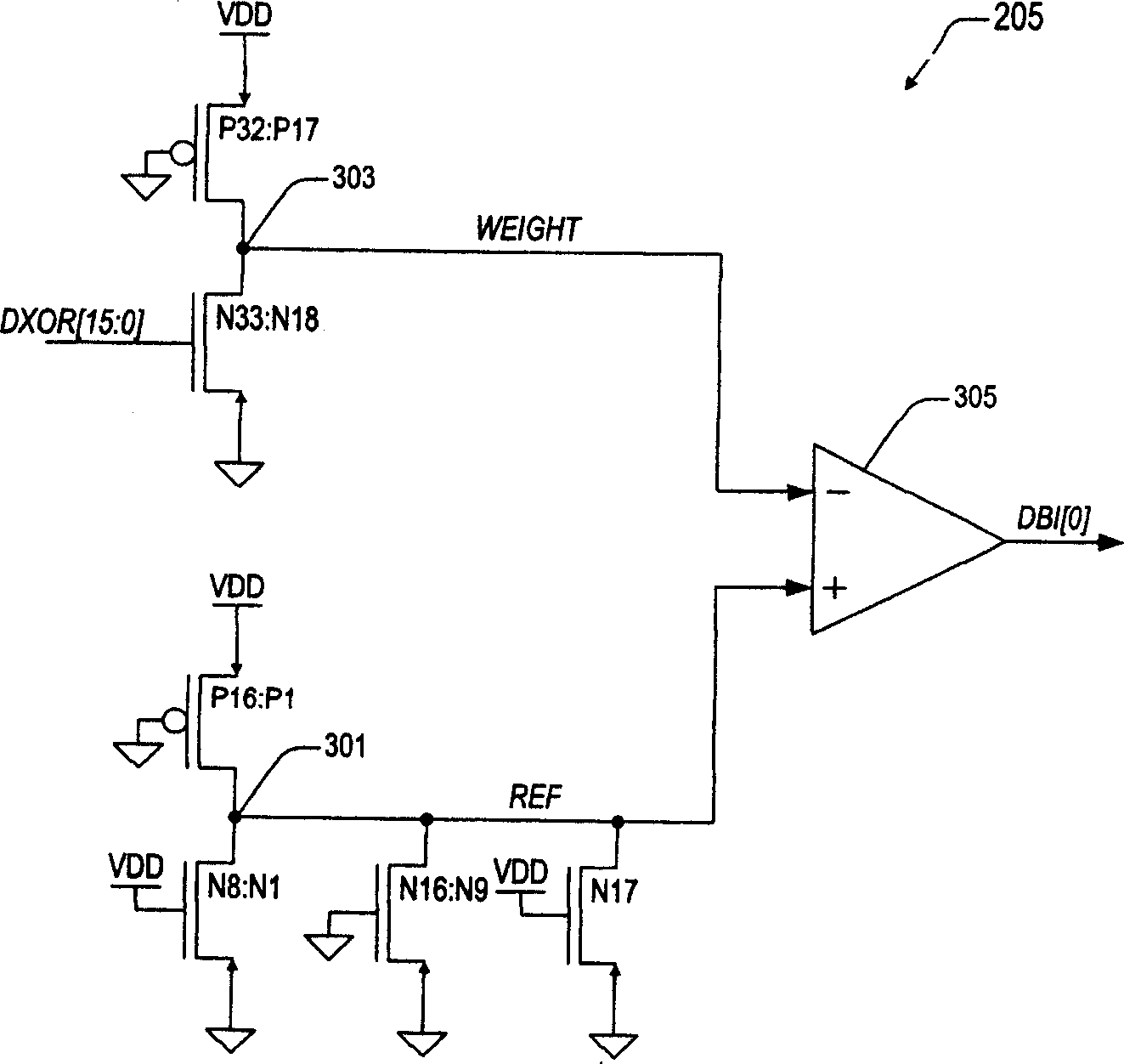 Sense mechanism for microprocessor bus inversion