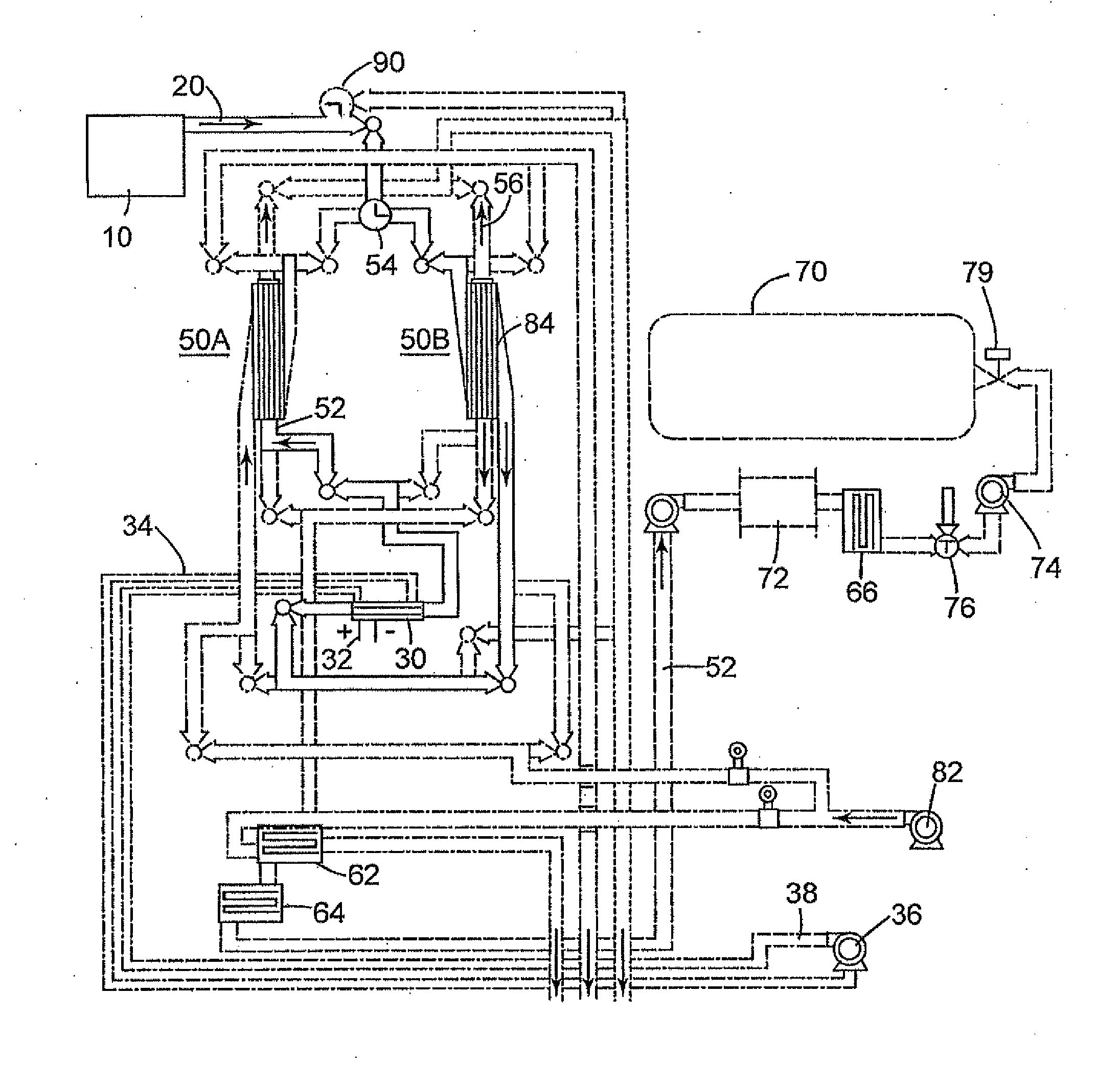 Reversible solid adsorption method and system utilizing waste heat for on-board recovery and storage of co2 from motor vehicle internal combustion engine exhaust gases