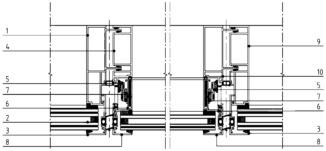 Invisible oversized outward casement window system of unit curtain wall