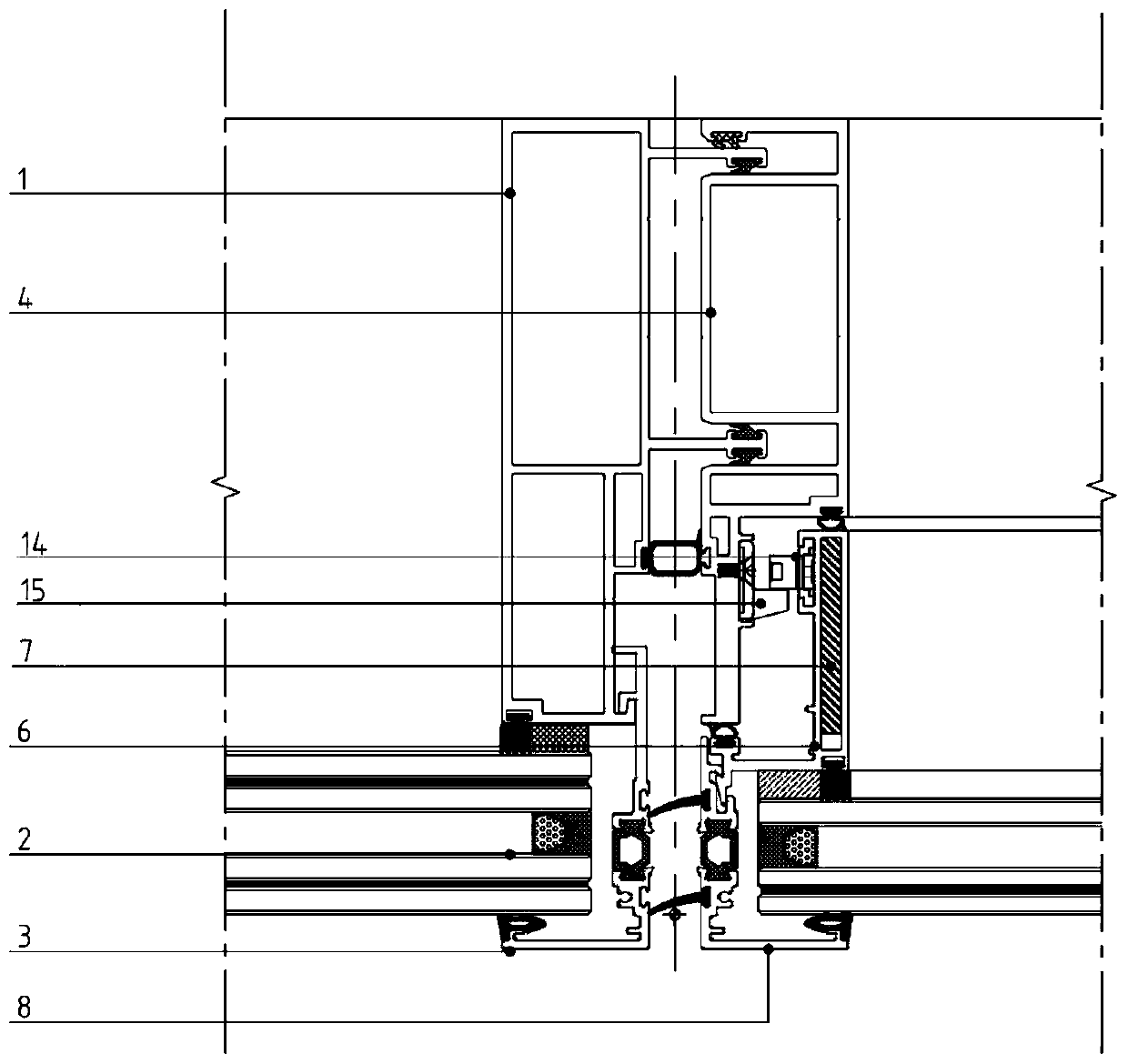 Invisible oversized outward casement window system of unit curtain wall