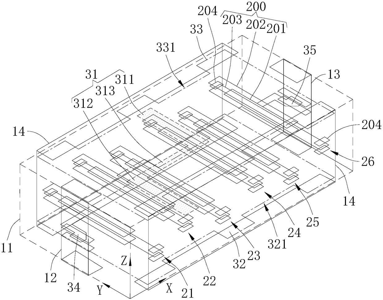 Stacked chip-type band-pass filter