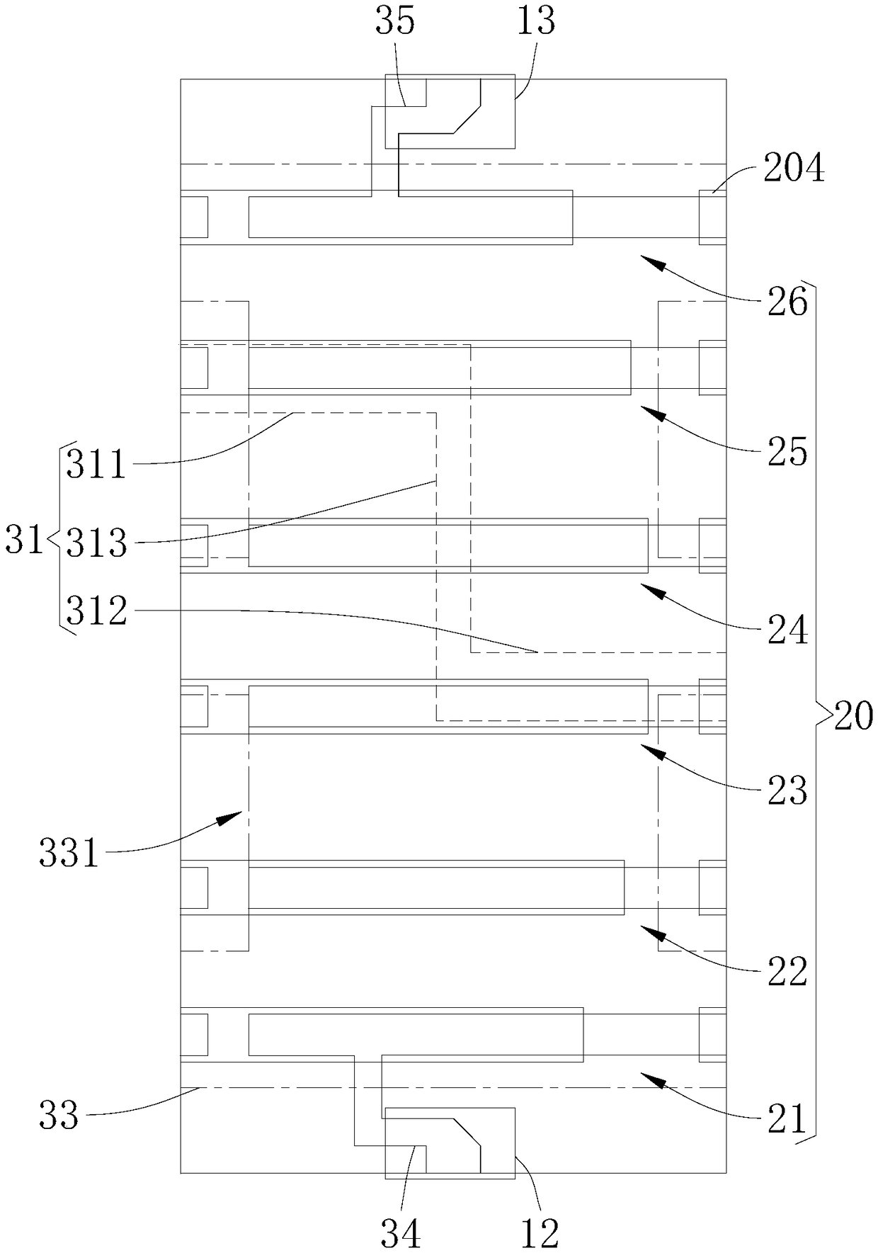 Stacked chip-type band-pass filter