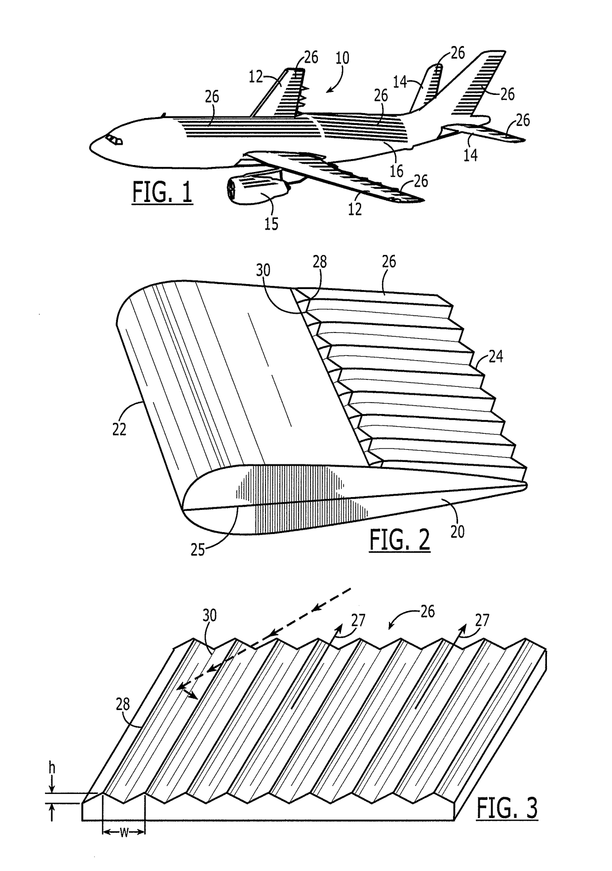 Aerodynamic structure having a ridged solar panel and an associated method